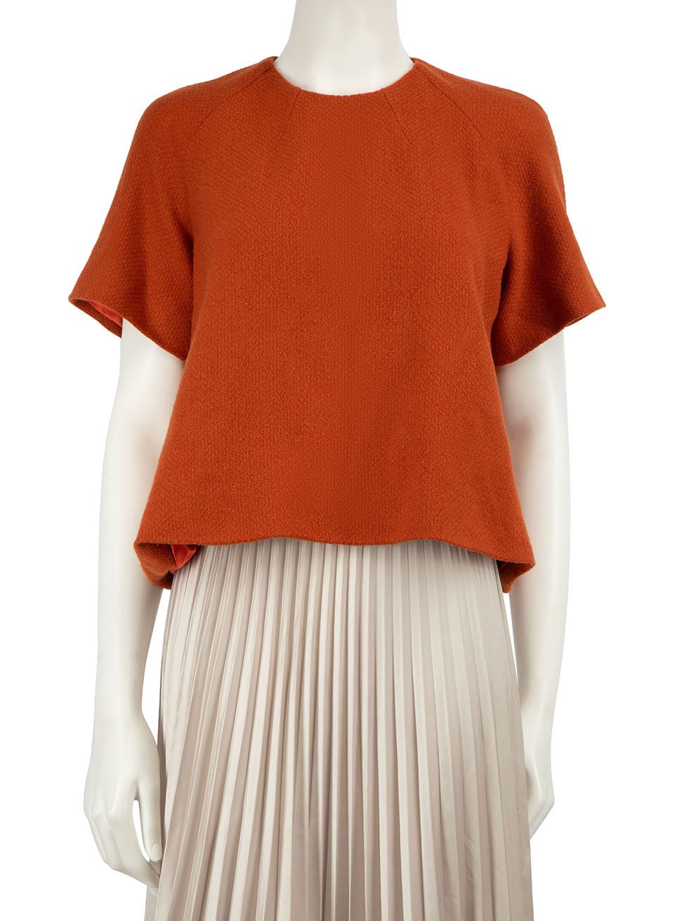 image of Emilia Wickstead Orange Wool Round Neck Top, Women's (Size Medium)