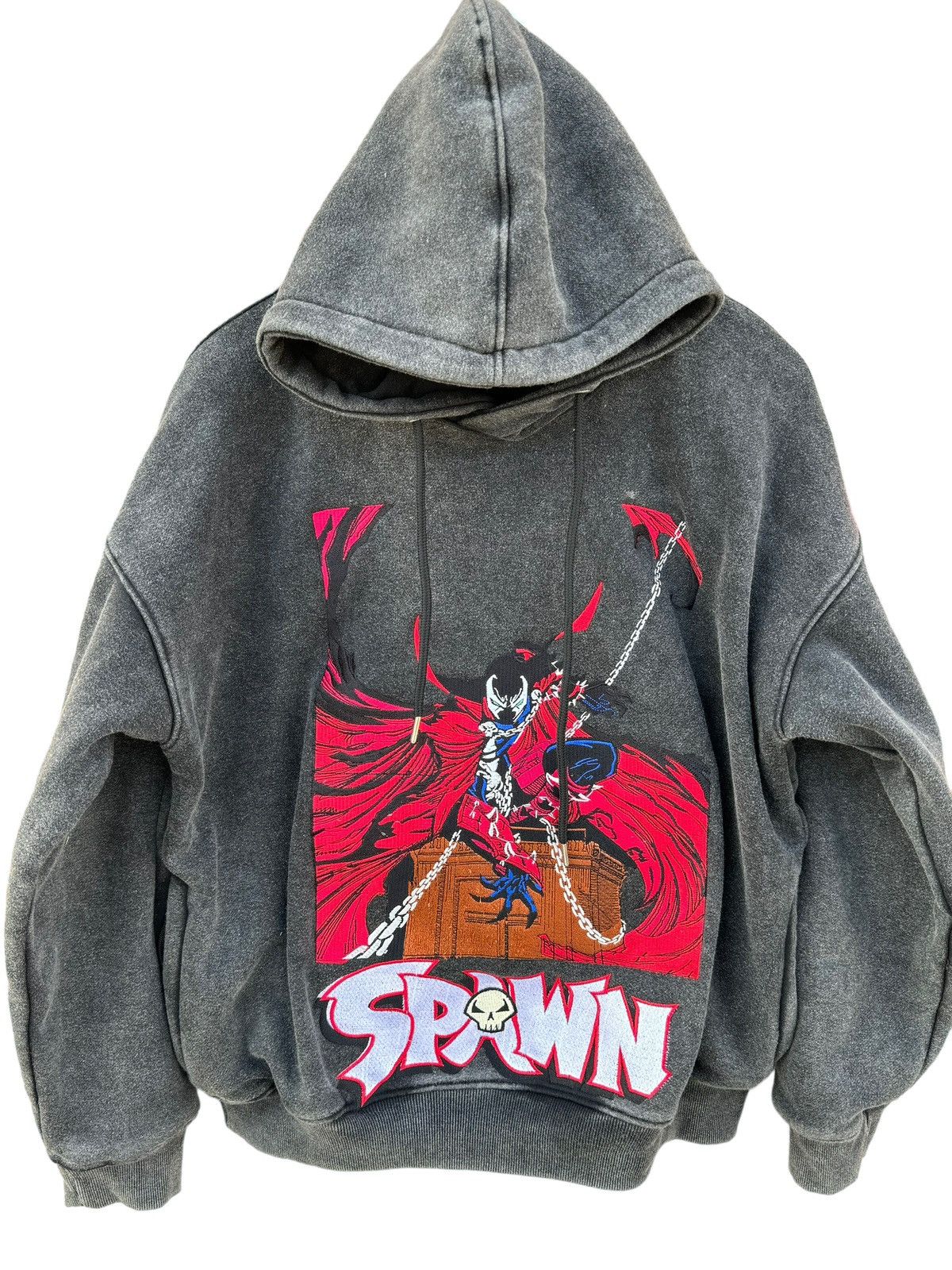 image of Vintage Spawn Sweater Hoodie Marvel Z-Men Spider-Man Super in Grey, Men's (Size Small)