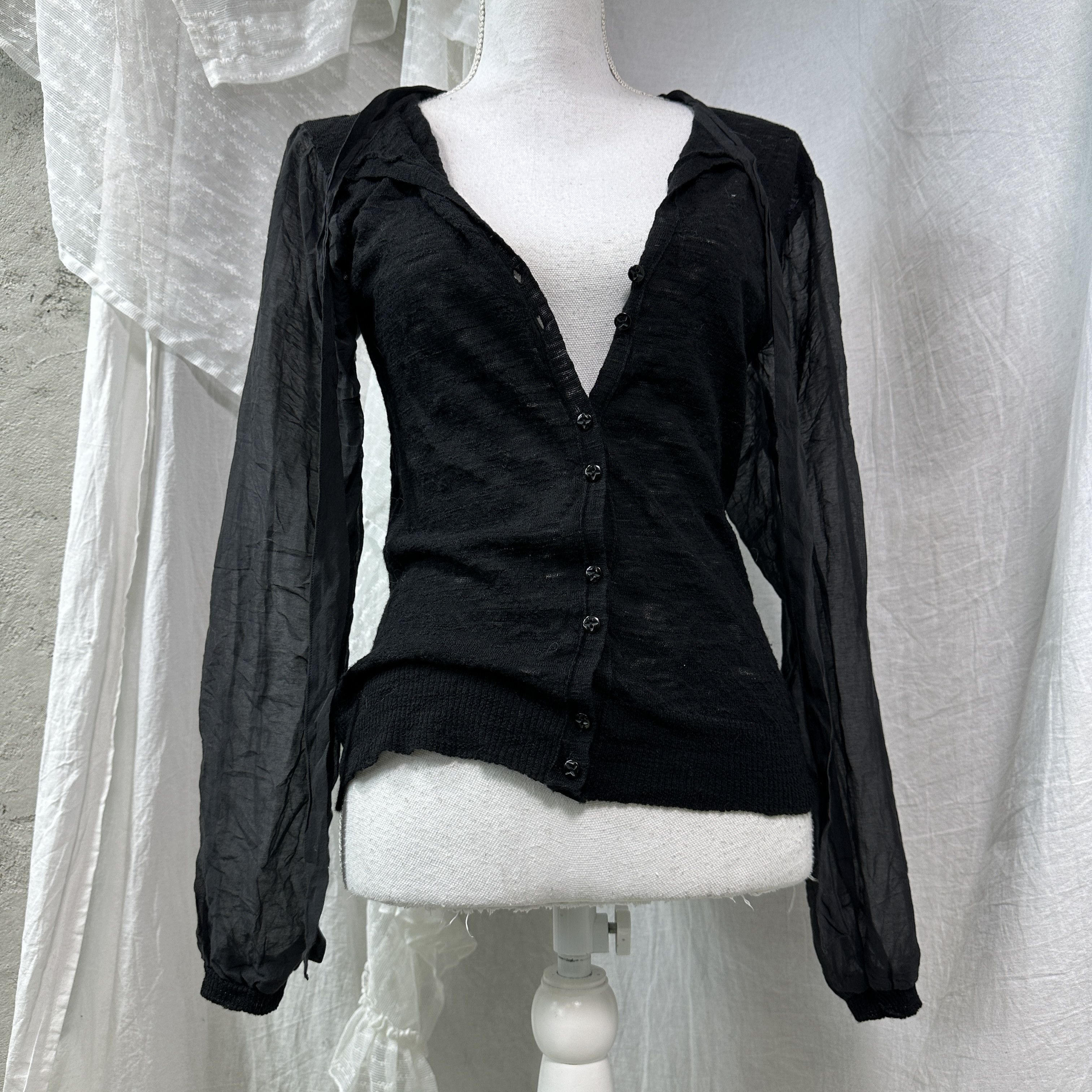 Vintage Vintage Avant Garde Silk Wool Mesh Puffy Sleeves Shirt Y2K Size S / US 4 / IT 40 - 4 Thumbnail