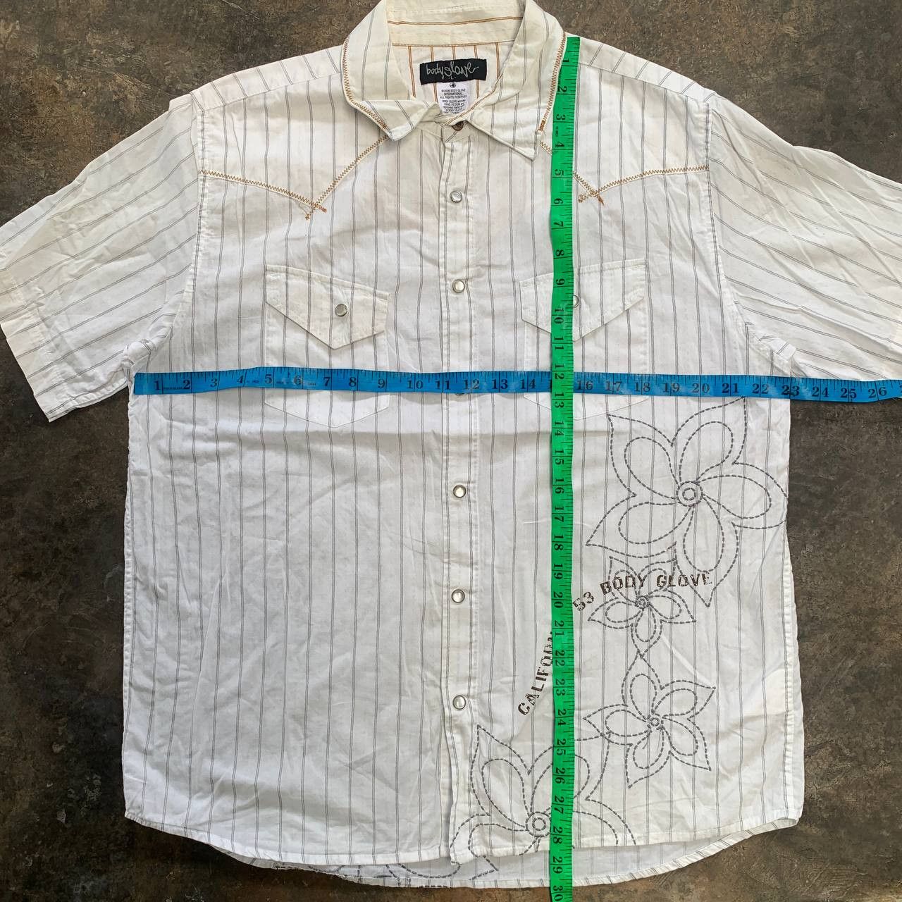 Body Glove Vintage Y2K BODYGLOVE Flowers Embroidery Short Sleeve Shirt Size US L / EU 52-54 / 3 - 9 Thumbnail