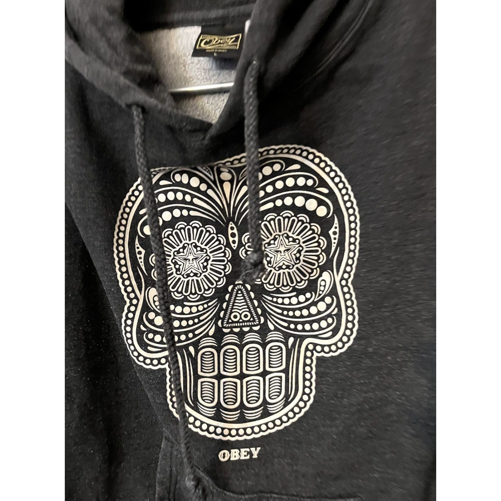 Obey VINTAGE Women’s Obey Sugar Skull Hoodie L Dark Gray Size L / US 10 / IT 46 - 2 Thumbnail