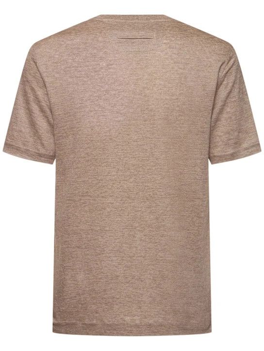 Z Zegna o1lsvrm0525 Oasi Linen T-Shirt in Light Taupe Size US XXL / EU 58 / 5 - 2 Thumbnail