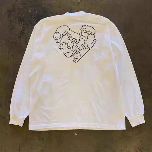 Japanese Brand Honjoh x Aoba Loose Rabbit Print White Long Sleeve T-Shirt Size US M / EU 48-50 / 2 - 3 Thumbnail