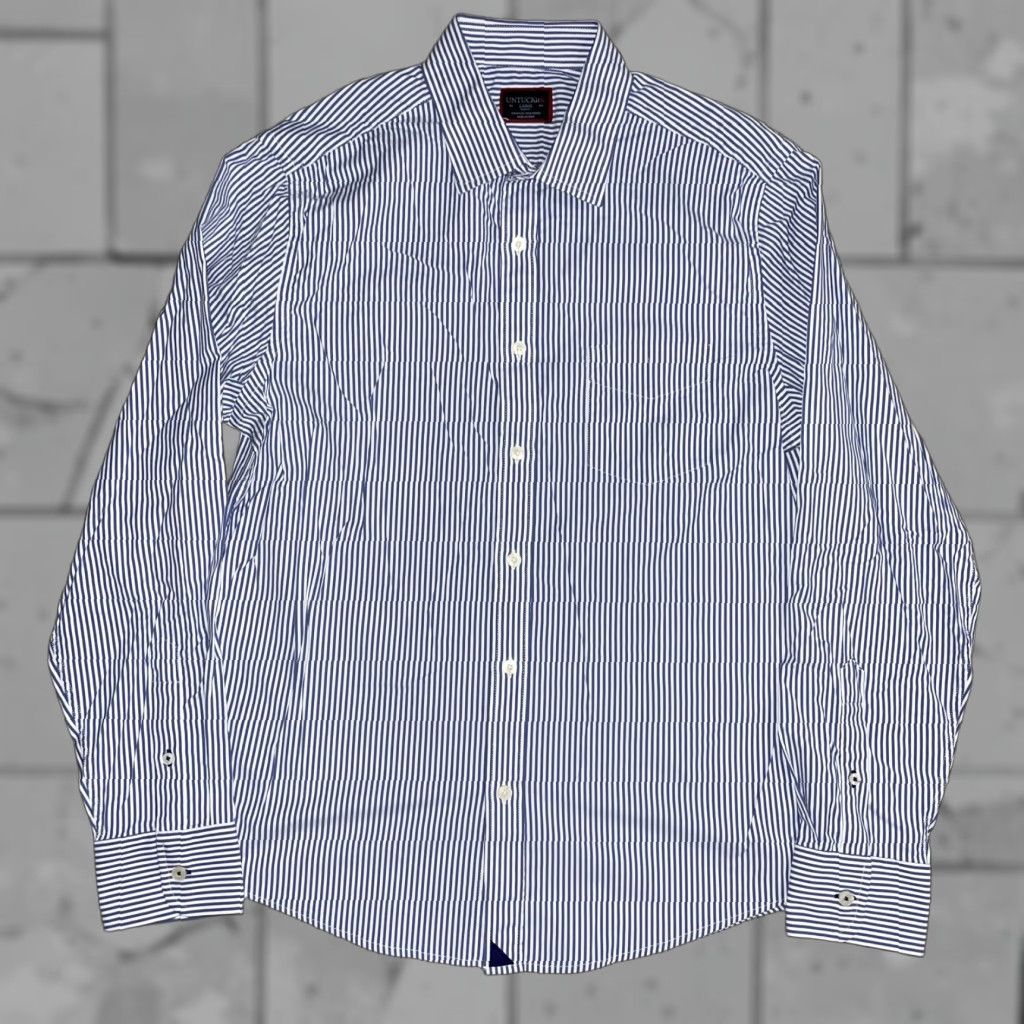 UNTUCKit UntuckIt Blue Striped Button-Up Shirt Mens L Regular Long Sleeve Blue Striped Button Shirt Mens L Size US L / EU 52-54 / 3 - 1 Thumbnail