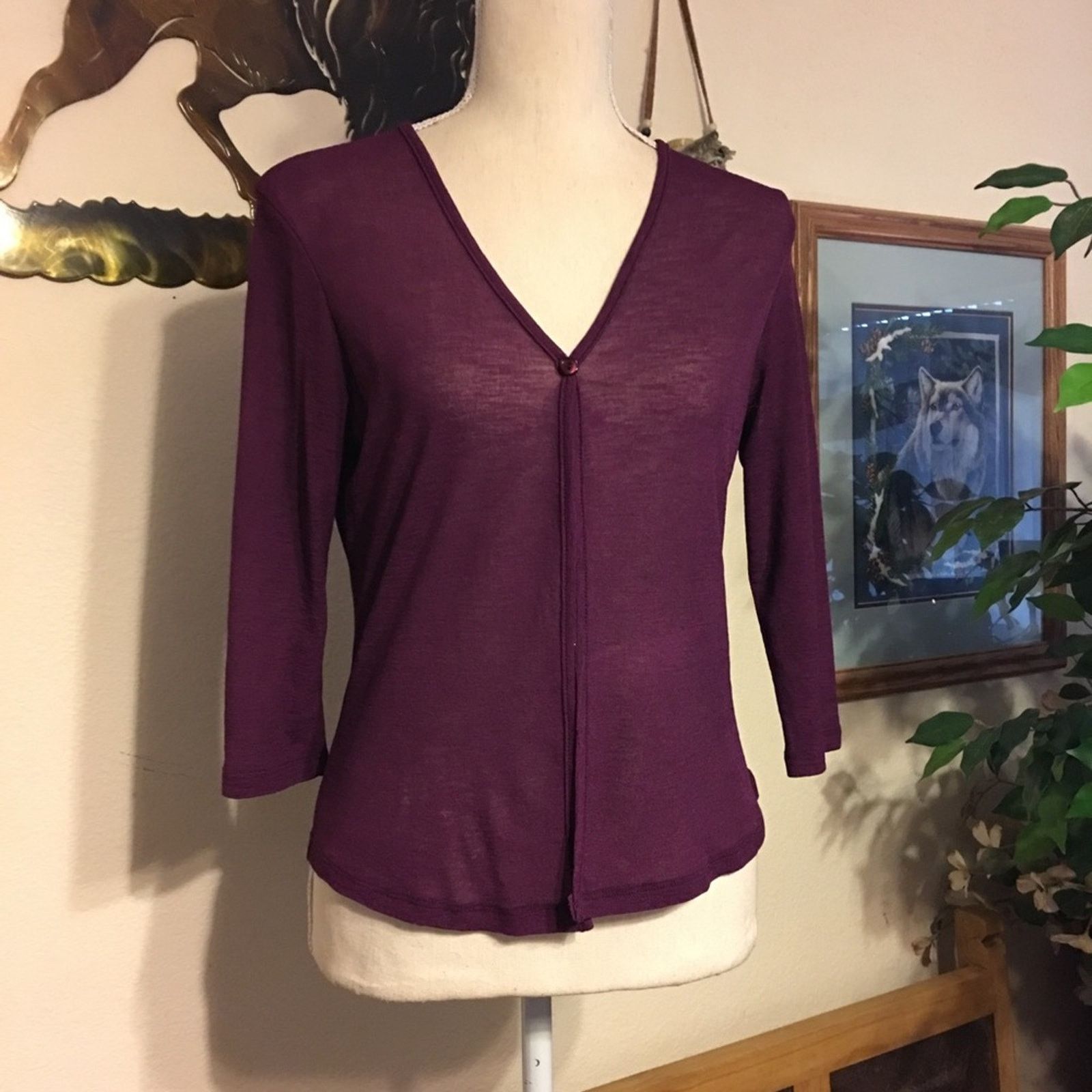 Other Charlotte Russe boysenberry Sheer Button Top L Size L / US 10 / IT 46 - 1 Thumbnail