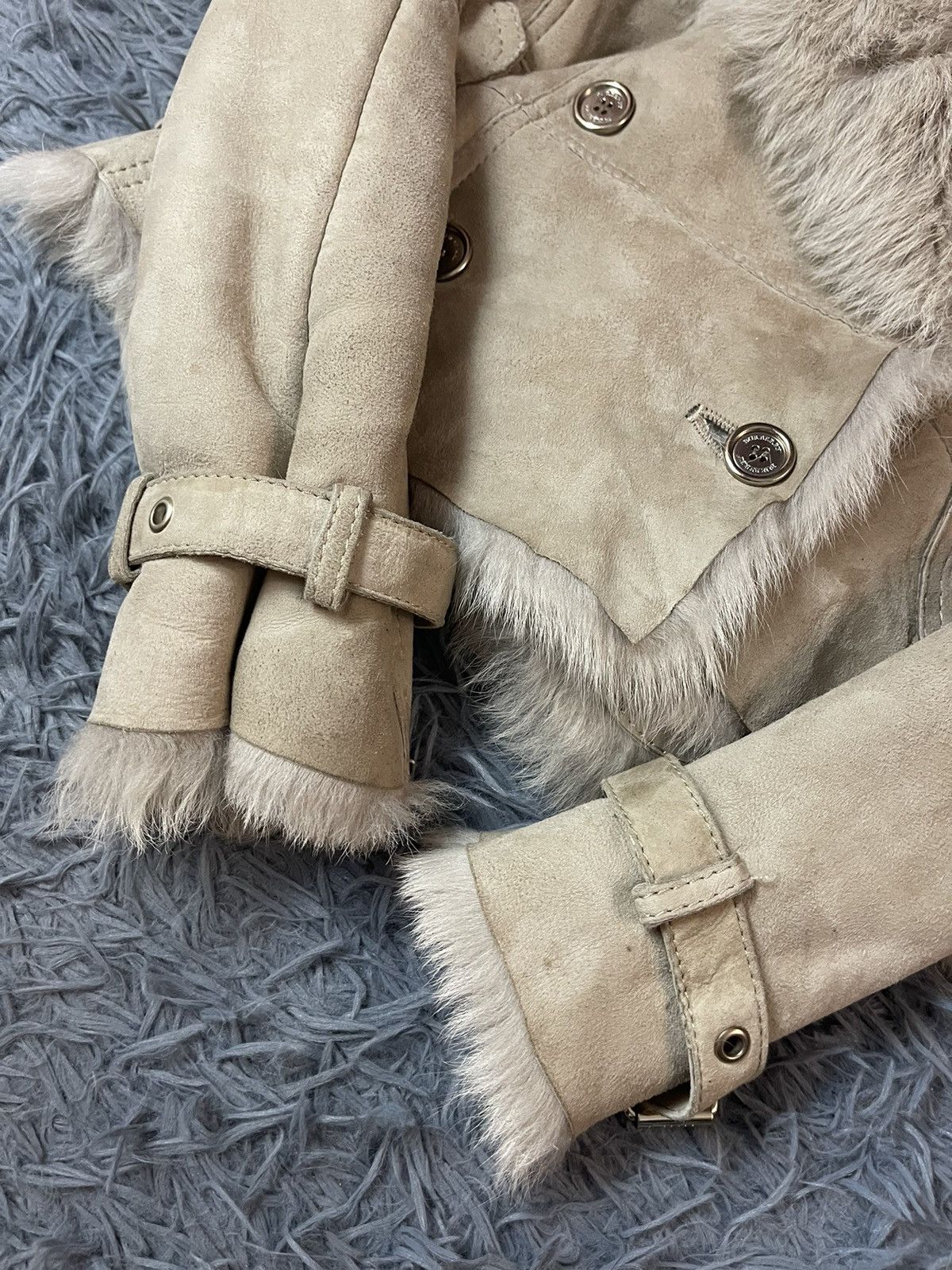 Burberry × Genuine Leather Burberry real fur + Leather fuzzy shearling biker jacket Size S / US 4 / IT 40 - 14 Thumbnail