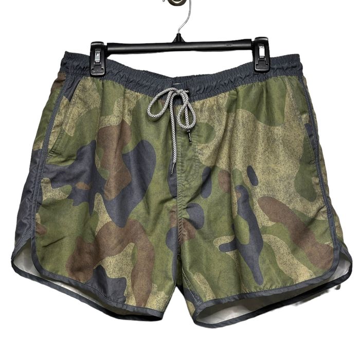 Vintage Maamgic Mens Swim Trunks Camo Green Gray Camouflage Swim Sho ...