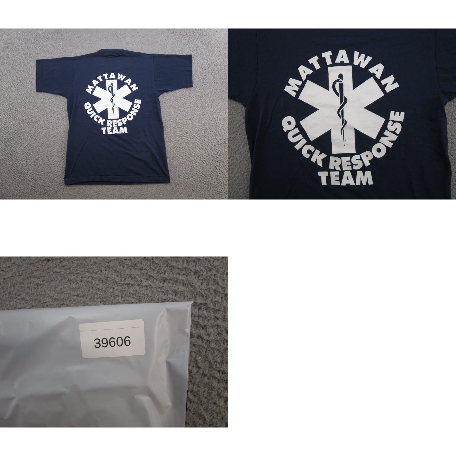 Fruit Of The Loom VINTAGE Fruit of the Loom State of Michigan Emergency Response Team Mattawan M Short Sleeve Cotton T-Shirt Blue Single Stitch Mens Shirt Size US M / EU 48-50 / 2 - 8 Thumbnail
