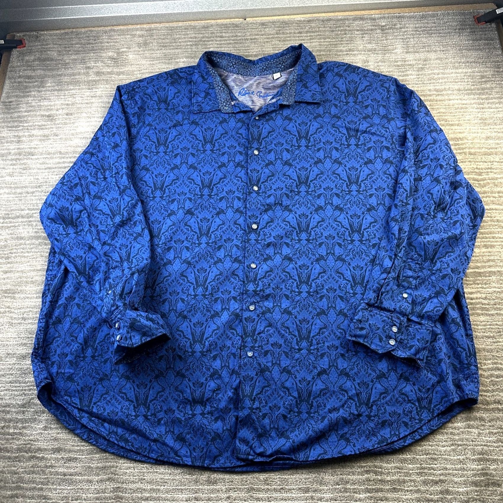 Robert Graham Robert Graham Shirt Mens 4XL Blue Paisley Button-Up Collar Long Sleeve Vintage? No, All Seasons, Classic Fit, Cotton, Button Size US XXL / EU 58 / 5 - 2 Thumbnail