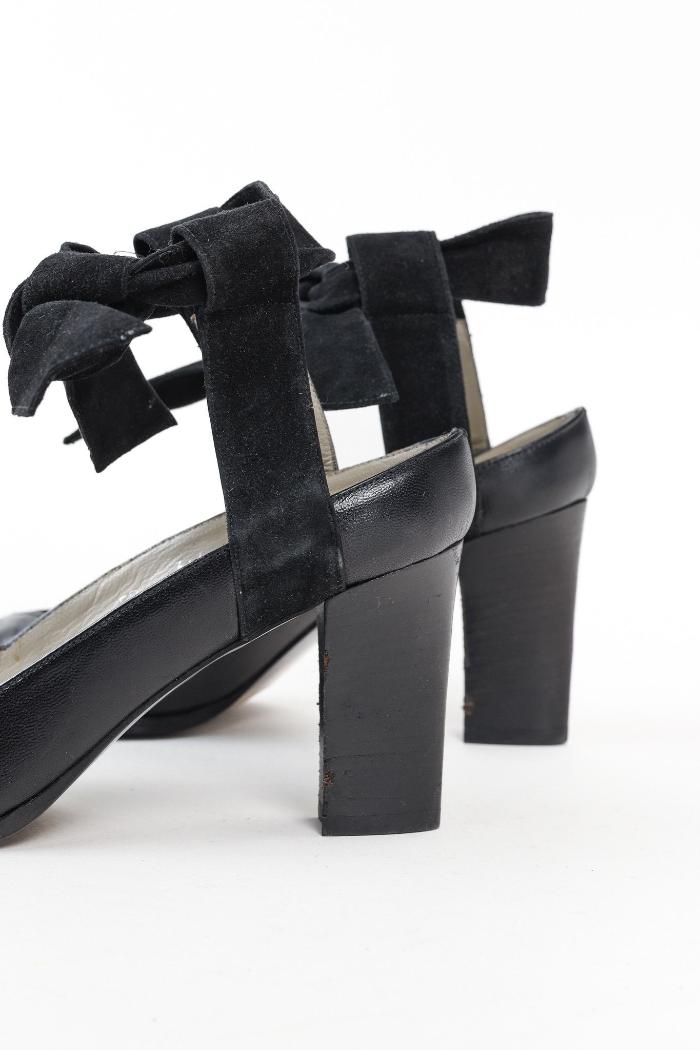Emporio Armani Emporio Armani 90s Ankle Wrap Black Suede Pumps Size US 7 / IT 37 - 8 Thumbnail