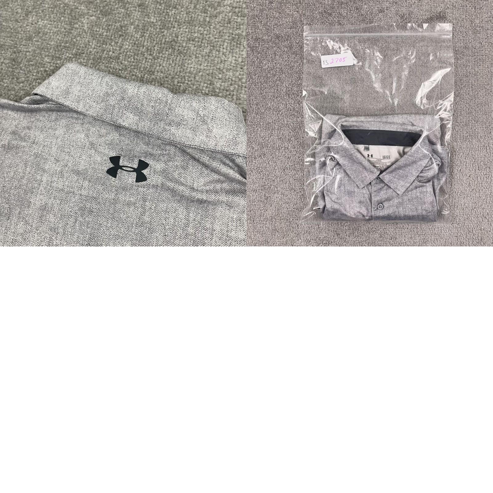 Under Armour Under Armour Polo Shirt Mens L Gray Stripe HeatGear Performance Golf Sport Polo Mens Regular Gray Stripe Under Armour HeatGear Polo Shirt Size US L / EU 52-54 / 3 - 8 Thumbnail
