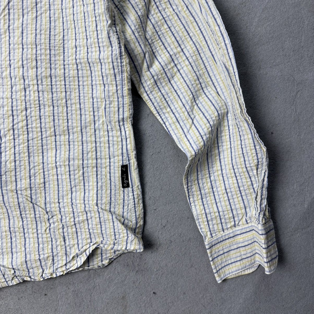 agnes b. Vintage Agnes B Homme Paris Stripe Band Collar Shirt Size XS / US 0-2 / IT 36-38 - 4 Thumbnail