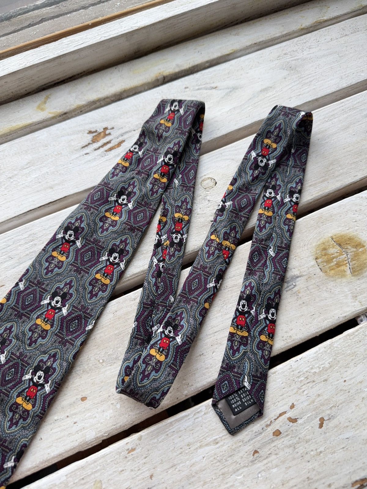 Cartoon Network × Disney × Vintage Vintage Disney Mickey Mouse Silk Tie Atlas Design Size ONE SIZE - 3 Thumbnail