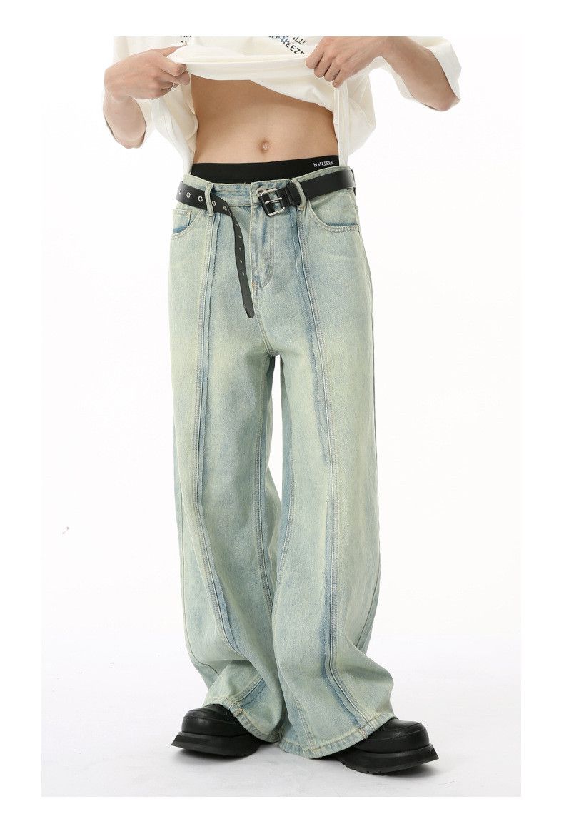 Japanese Brand × Jean Light blue straight wide-leg loose distressed washed jeans Size US 32 / EU 48 - 1 Thumbnail