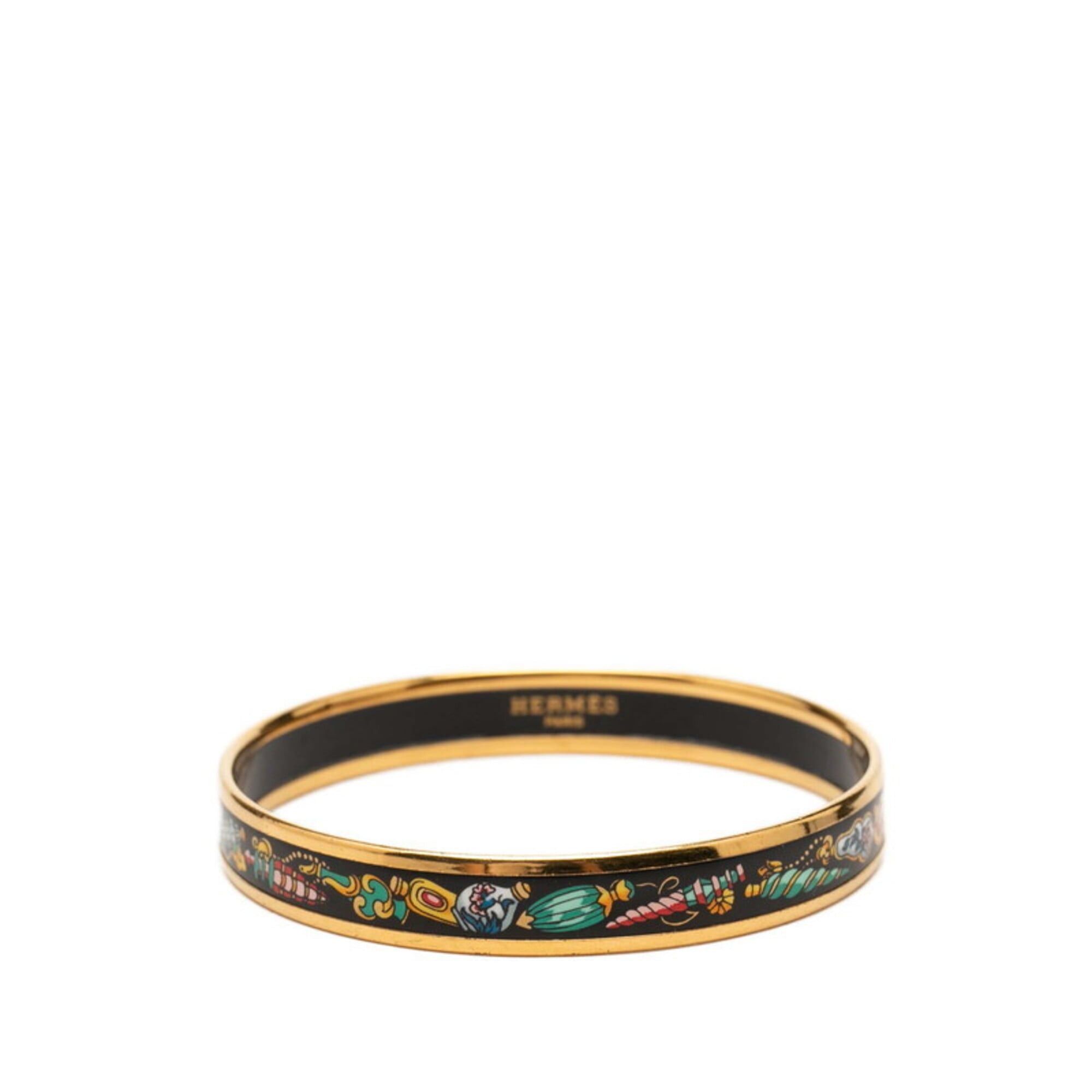 Hermes Hermes Email PM Cloisonné Bangle, Gold Multicolor Plated, Women's Size ONE SIZE - 1 Thumbnail