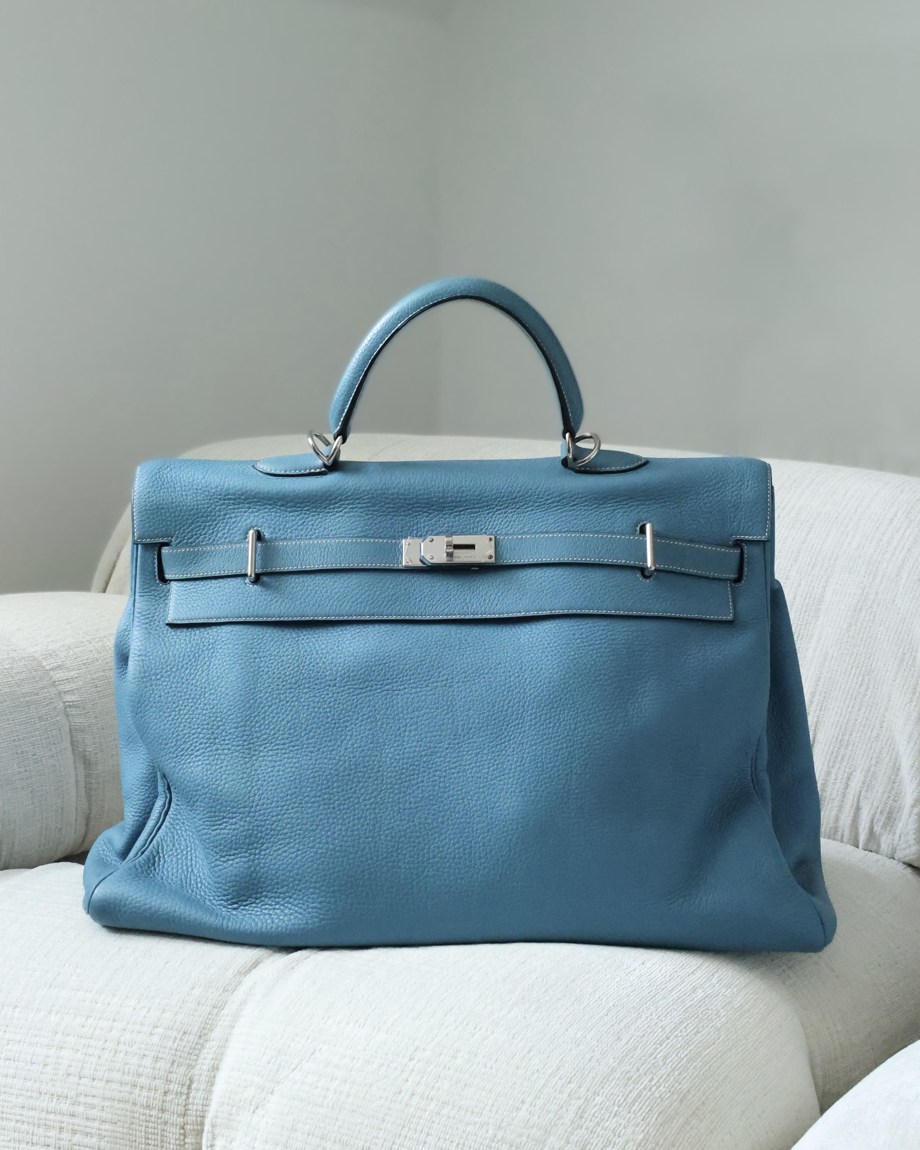Hermes Kelly 50 Voyage Blue Jean Togo 2004 Size ONE SIZE - 1 Thumbnail