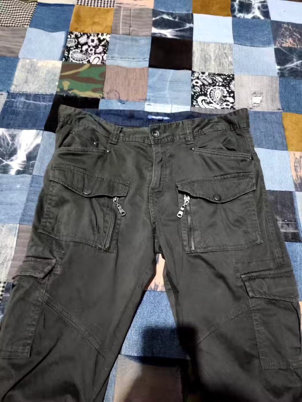 semanticdesign Semantic Design Dark Olive Cargo Multipocket flare Pants Size US 31 - 2 Thumbnail