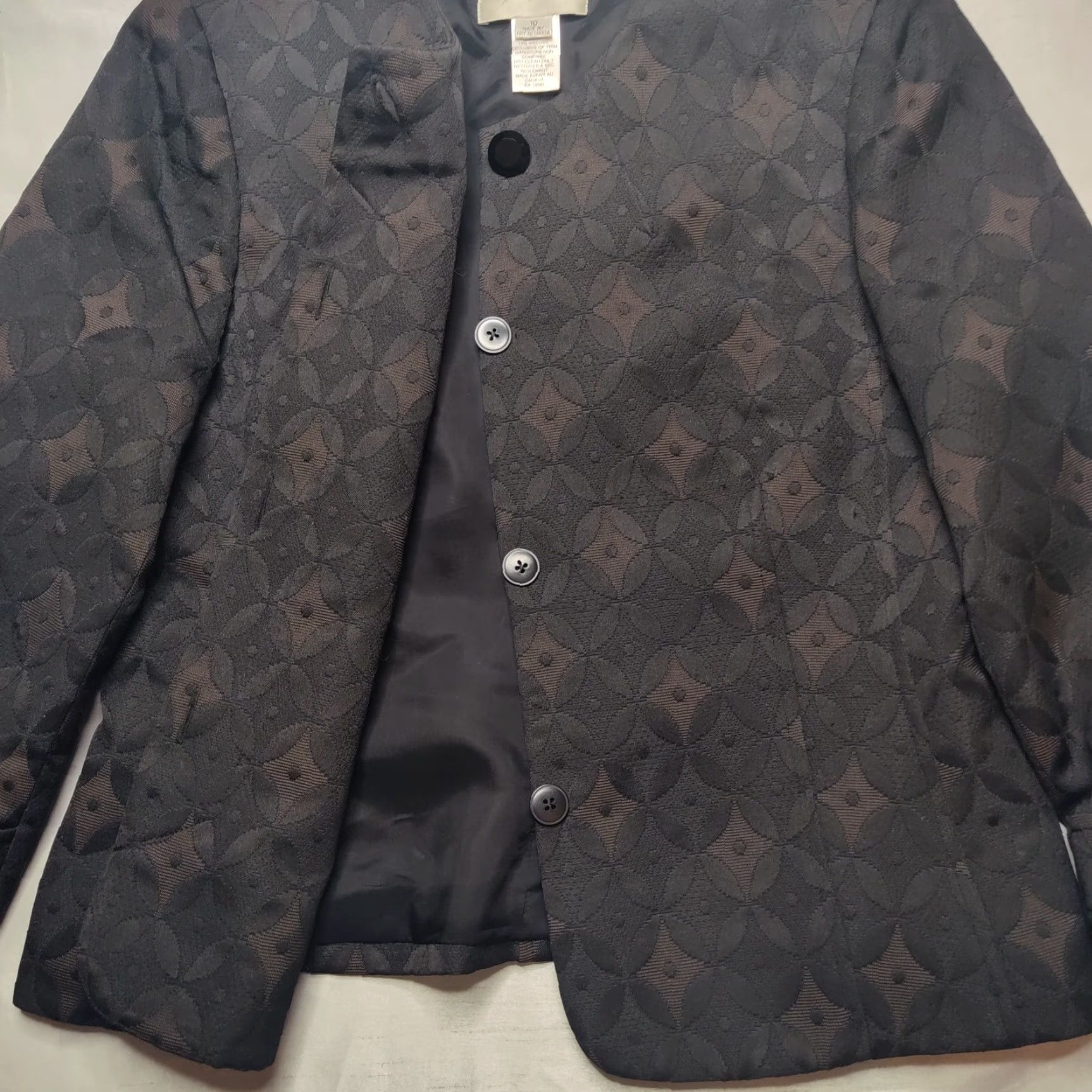Vintage Sunny Choi Women Skirt Suit 2-Piece Brown Black Geo Pattern Size 10 Career Set Sh Size 32" / US 10 / IT 46 - 6 Thumbnail