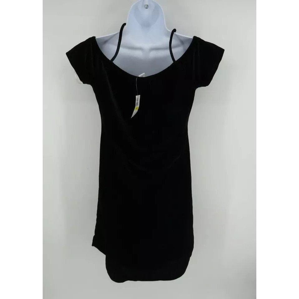 Other Planet Gold Sexy Black Velvet Cold Shoulder Dress Medium NWT Size M / US 6-8 / IT 42-44 - 3 Thumbnail