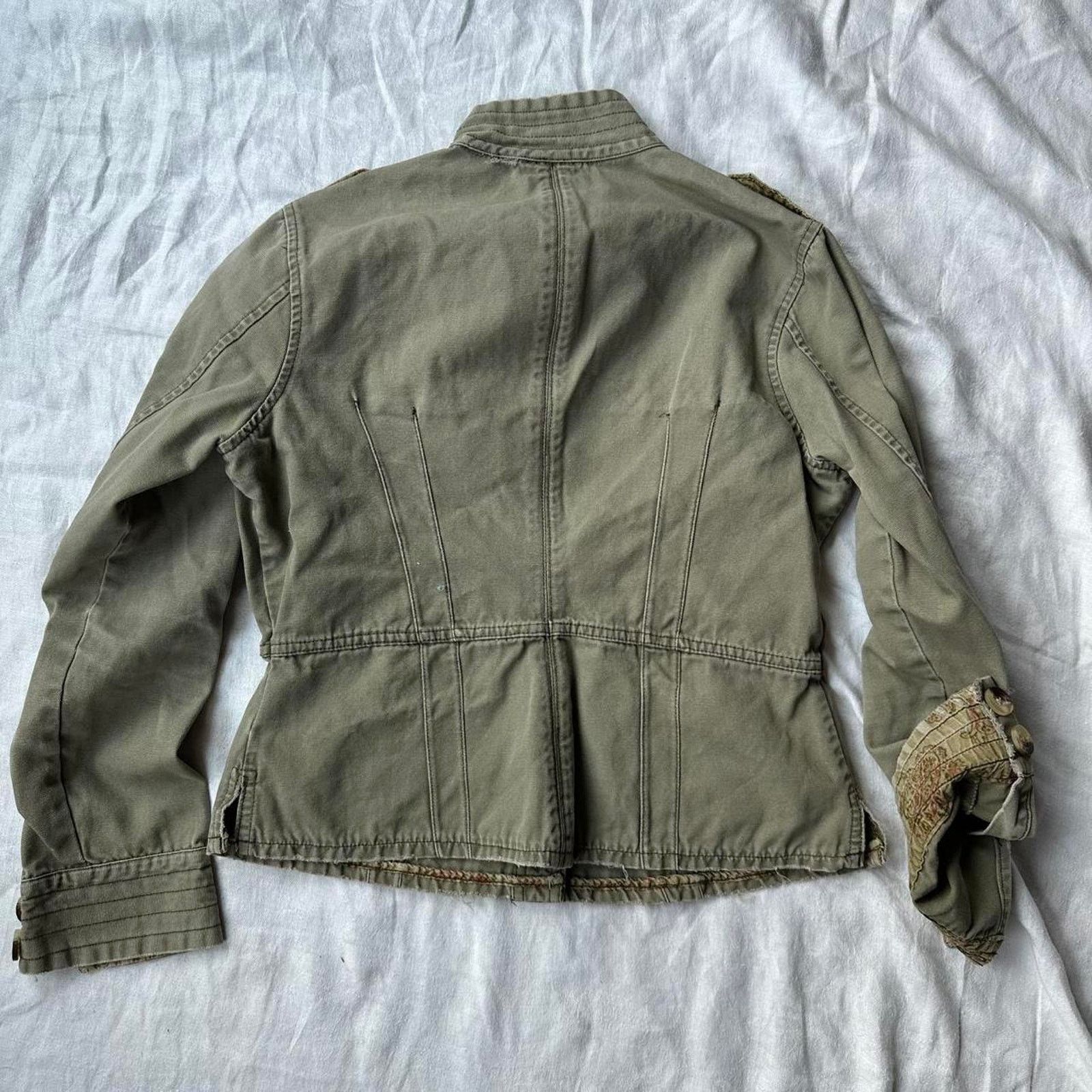 Jordache × Vintage Vintage Jordache Khaki Cotton Euro Cropped Utility Jacket Size XXS / US 00 / IT 34 - 5 Thumbnail