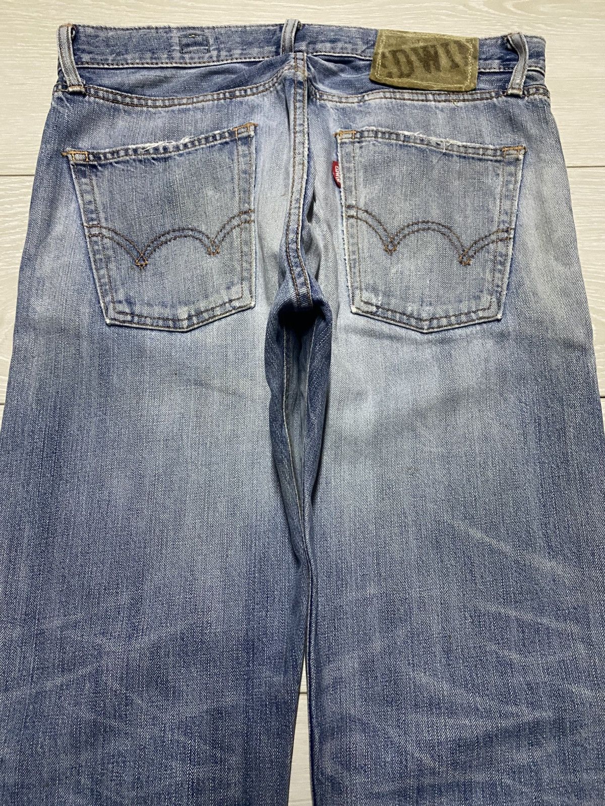 Japanese Brand Vintage Edwin Faded Wash Distressed Loose Jeans Size US 32 / EU 48 - 4 Thumbnail