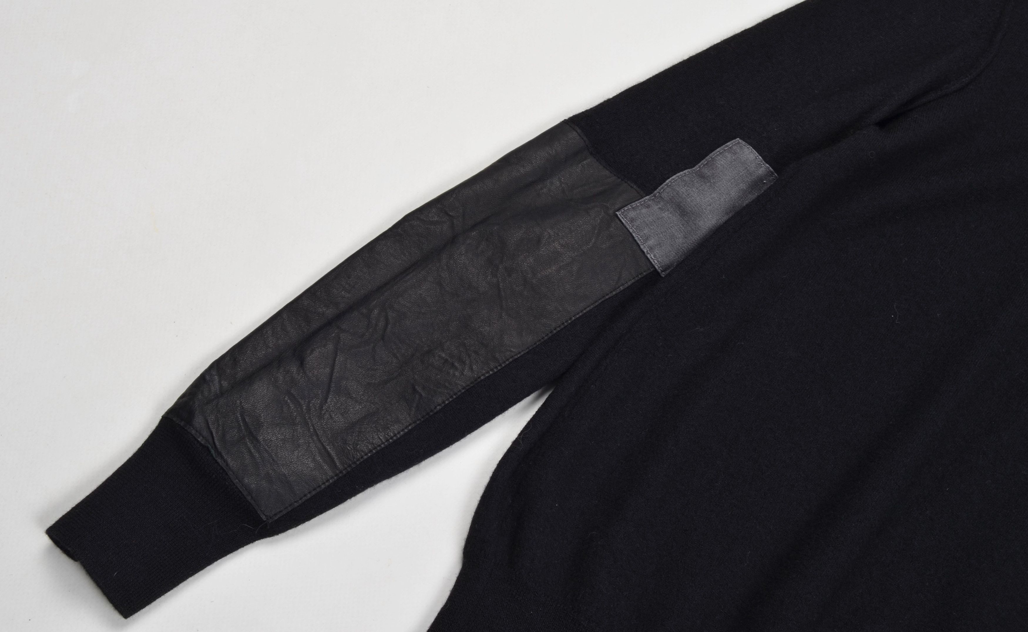EACH x OTHER Each X Other Black Wool Leather Patchwork Turtleneck Jumper Size S / US 4 / IT 40 - 6 Thumbnail