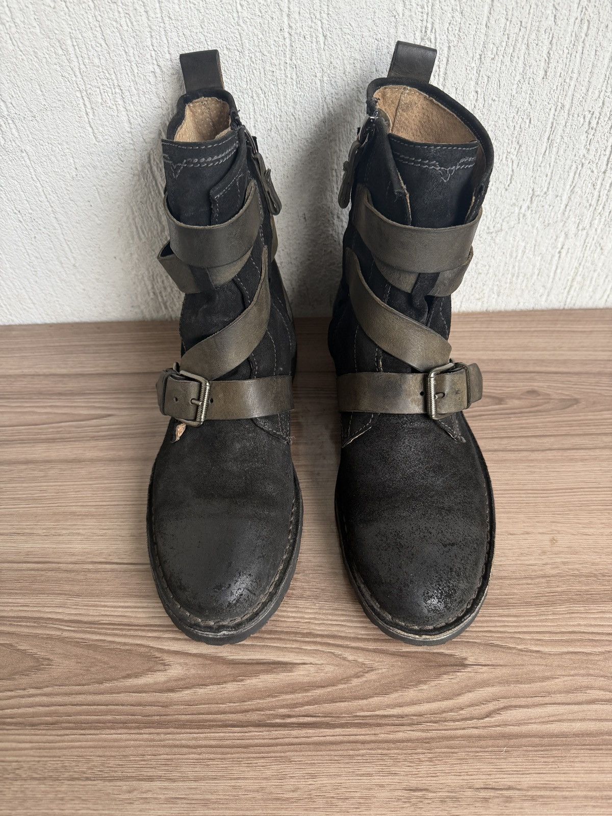 Diesel Y2K 🕷️Blistered leather wrap buckle boots Size US 10 / EU 43 - 7 Thumbnail