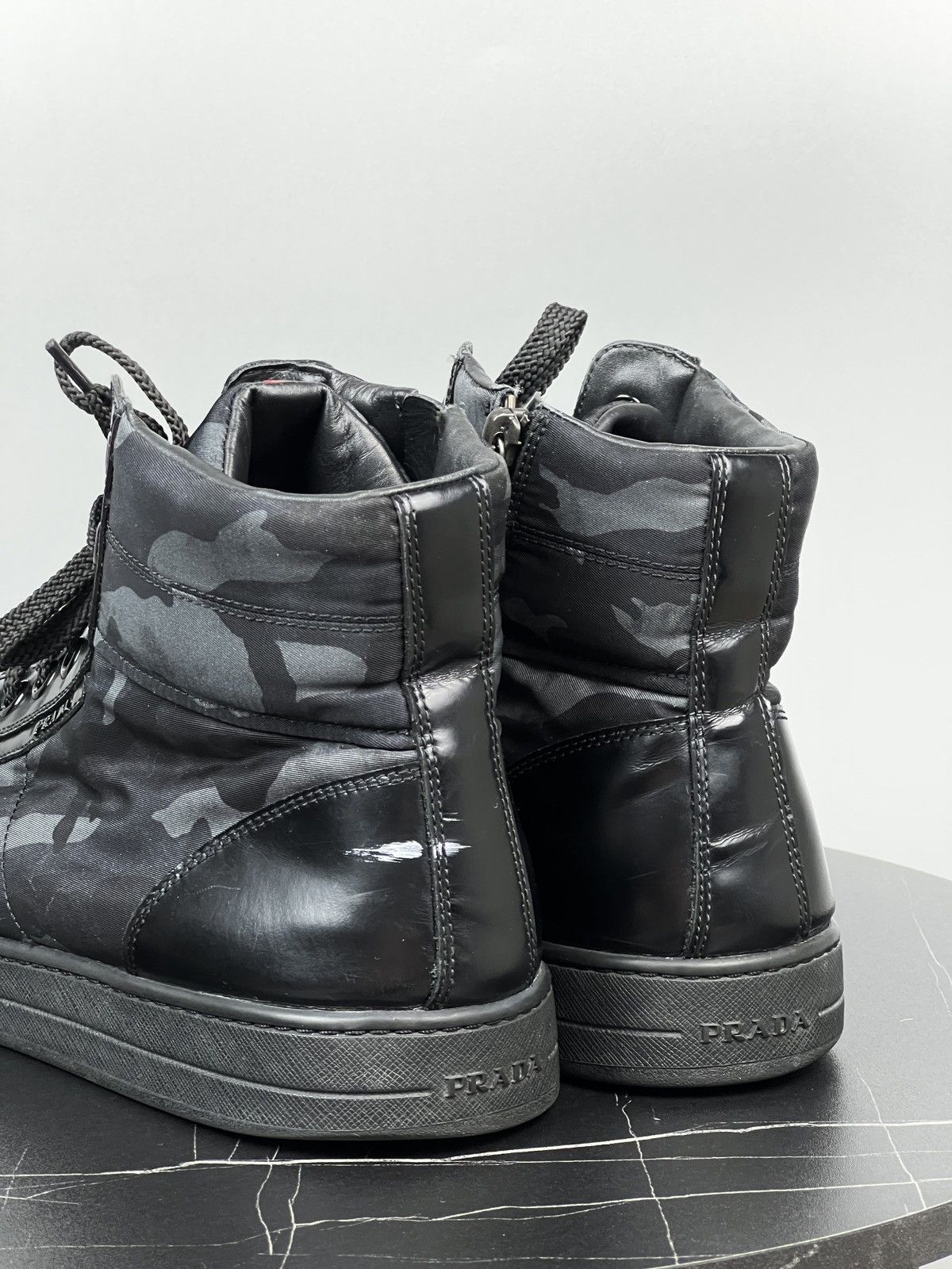 Prada Vintage Prada Red Tab Hi Top Camo Sneakers Size US 12 / EU 45 - 6 Thumbnail