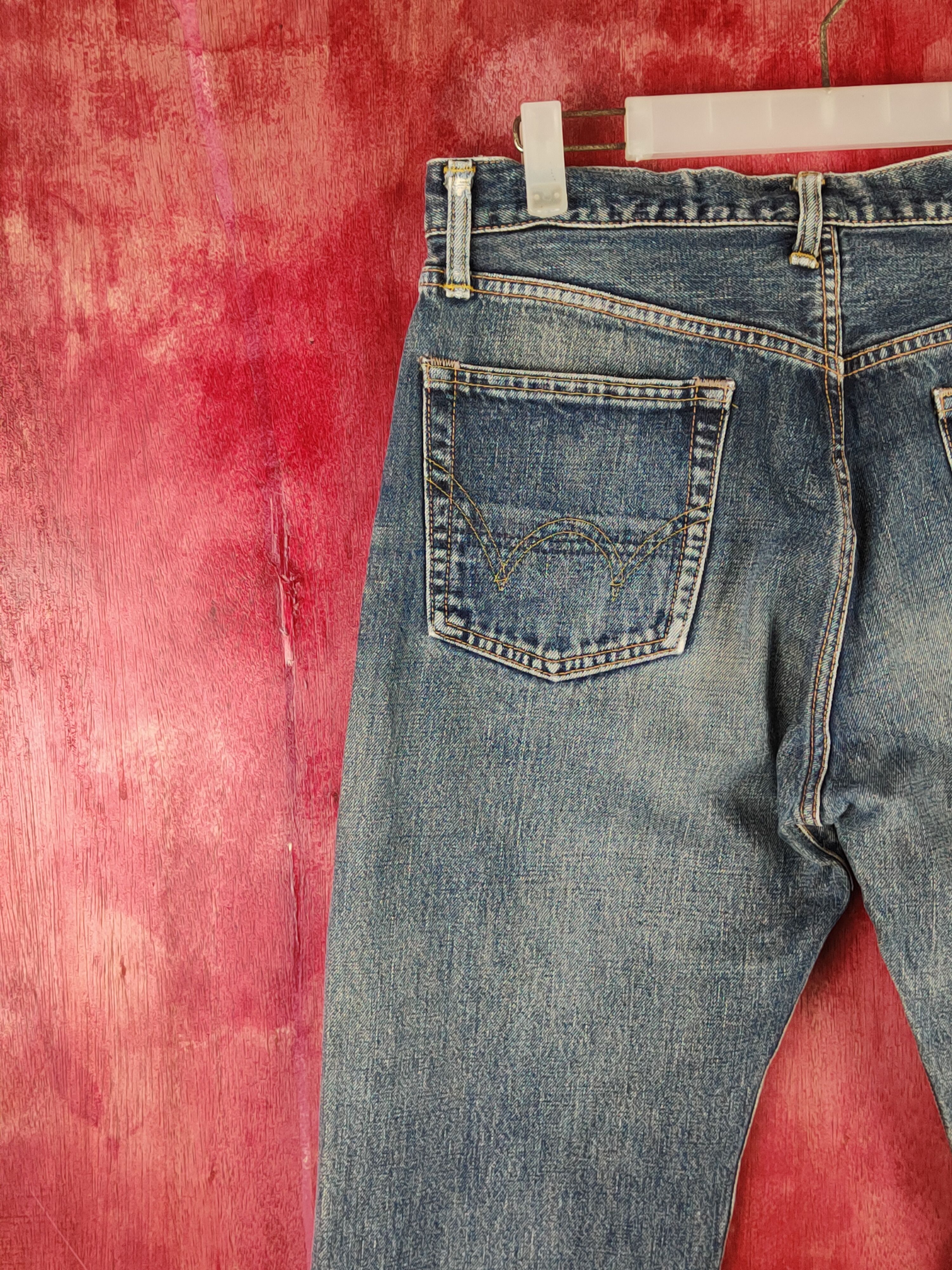 Edwin Edwin Dark Blue Faded distressed ripped jeans Denim #S1607 Size US 31 - 10 Thumbnail