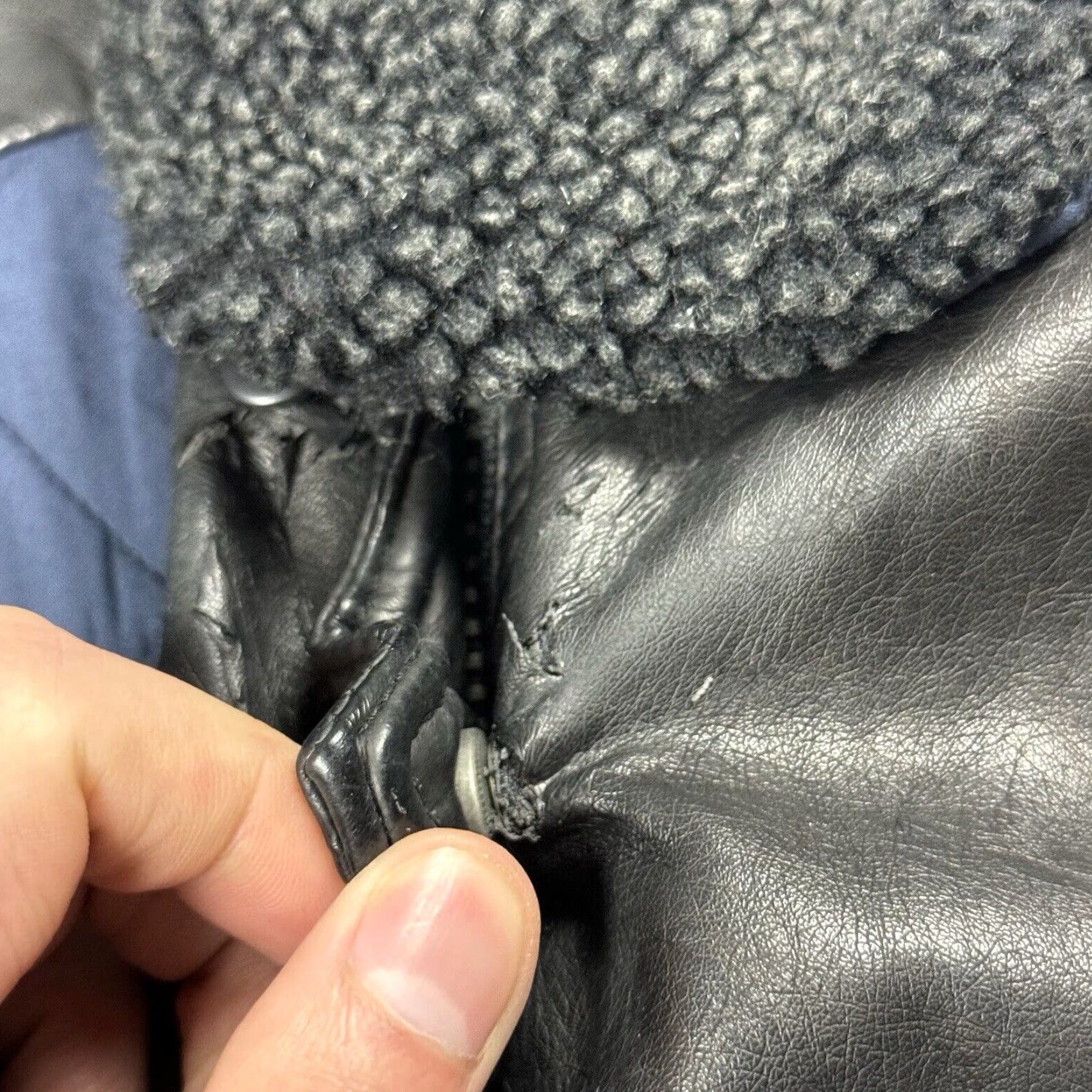 Free People FREE PEOPLE JACKET WOMENS LARGE BLACK PU VEGAN LEATHER SHERPA COLLAR MOTORCYCLE JACKET Size L / US 10 / IT 46 - 6 Thumbnail