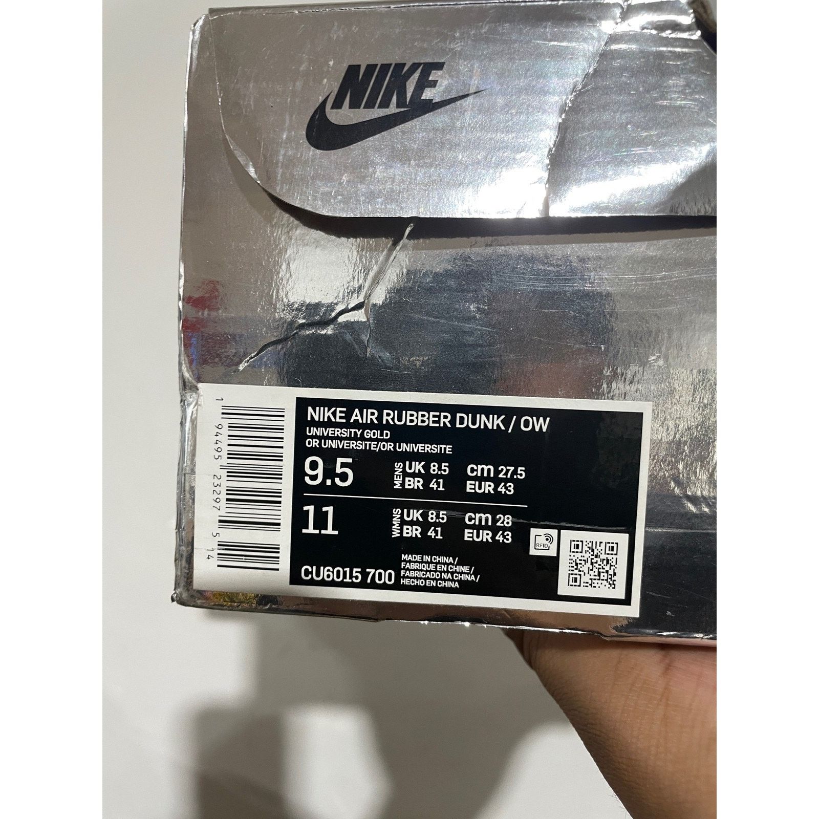 Nike NIKE RUBBER DUNK OFF-WHITE UNIVERSITY GOLD SZ 9.5 PREOWNED Size US 9.5 / EU 42-43 - 5 Thumbnail