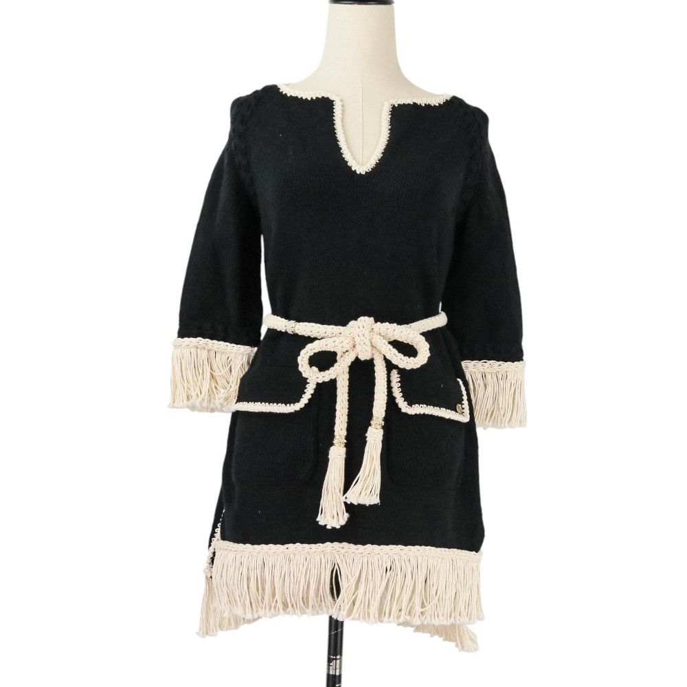 Chanel Chanel Chanel Fringed Tweed Dress Cotton Dresses P58133 DUTY FREE for USA Size ONE SIZE - 1 Thumbnail