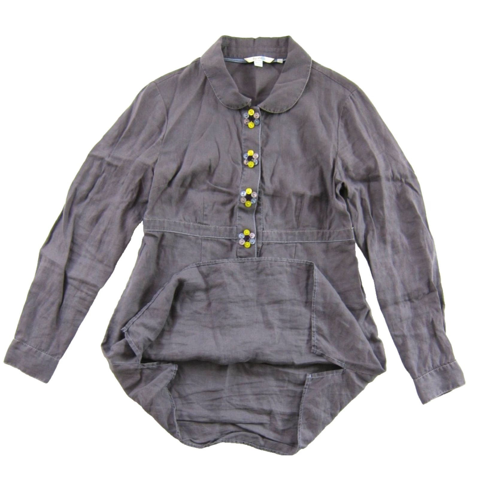 Boden Boden Blouse Shirt Women 8 100% Linen Grey Button Collared Long Sleeve Tunic Blouse Classic Knit?? Size M / US 6-8 / IT 42-44 - 4 Thumbnail