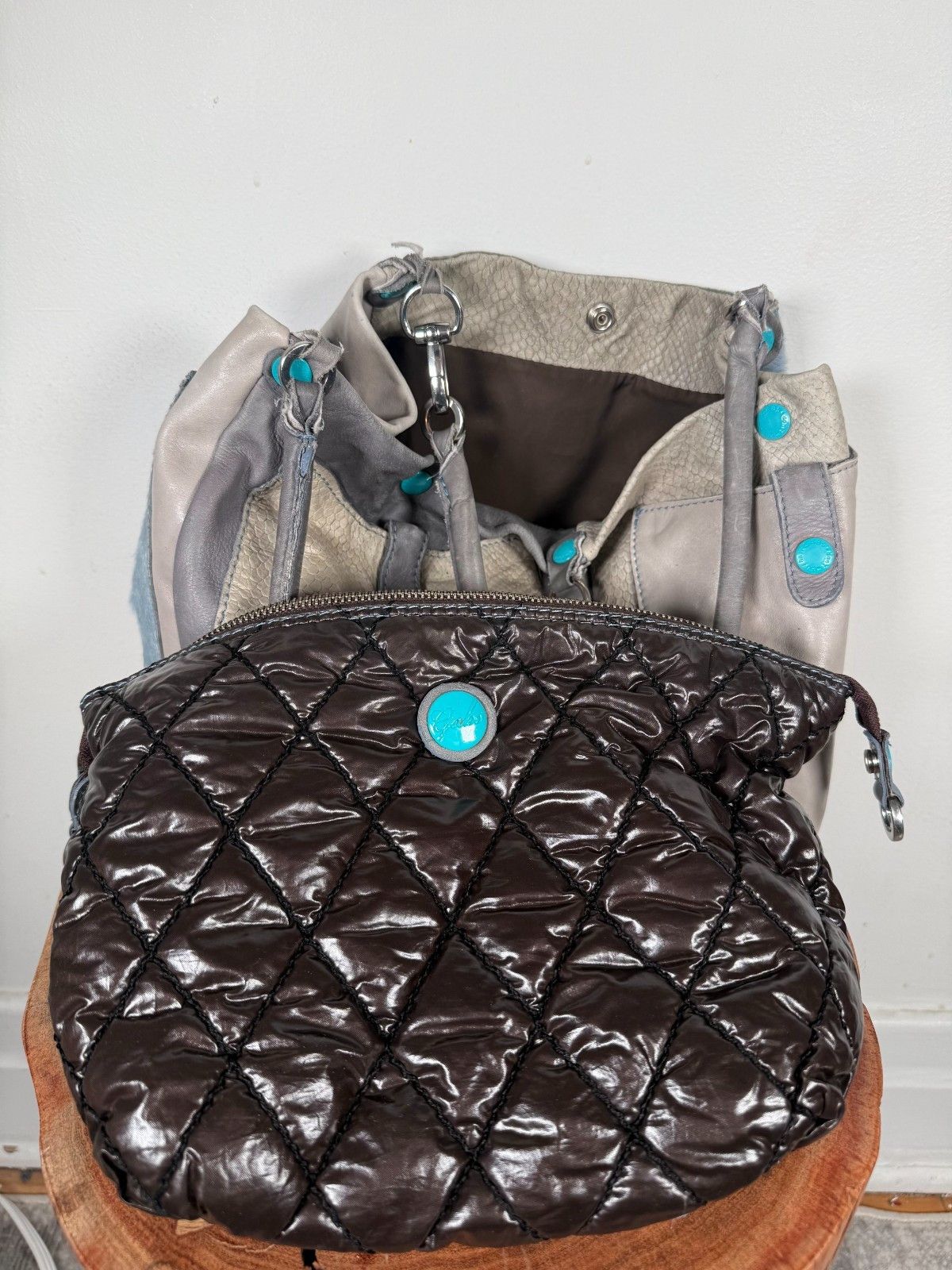 Vintage Y2K GABS Made in Italy Cow Leather Hairy Blue Hobo Bag Size ONE SIZE - 2 Thumbnail