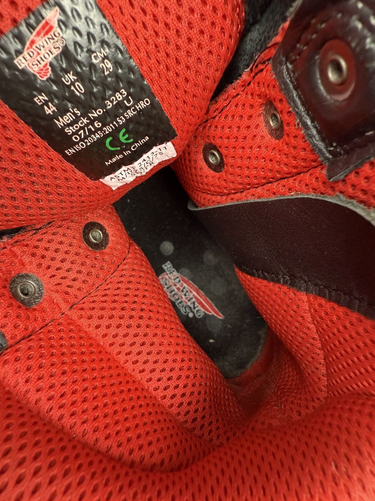 Red Wing Red Wing Black Leather Work Boots With Red Mesh Collar Rare Size US 11 / EU 44 - 15 Thumbnail