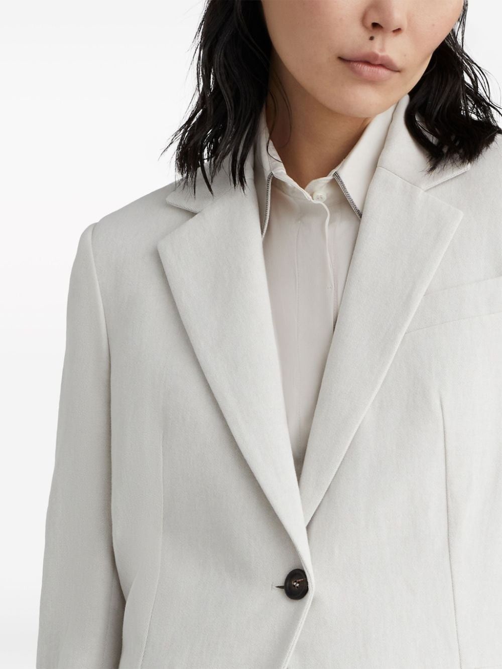 Brunello Cucinelli o1la1rc1a0425 Woven Jacket Wool in White Size S / US 4 / IT 40 - 5 Thumbnail