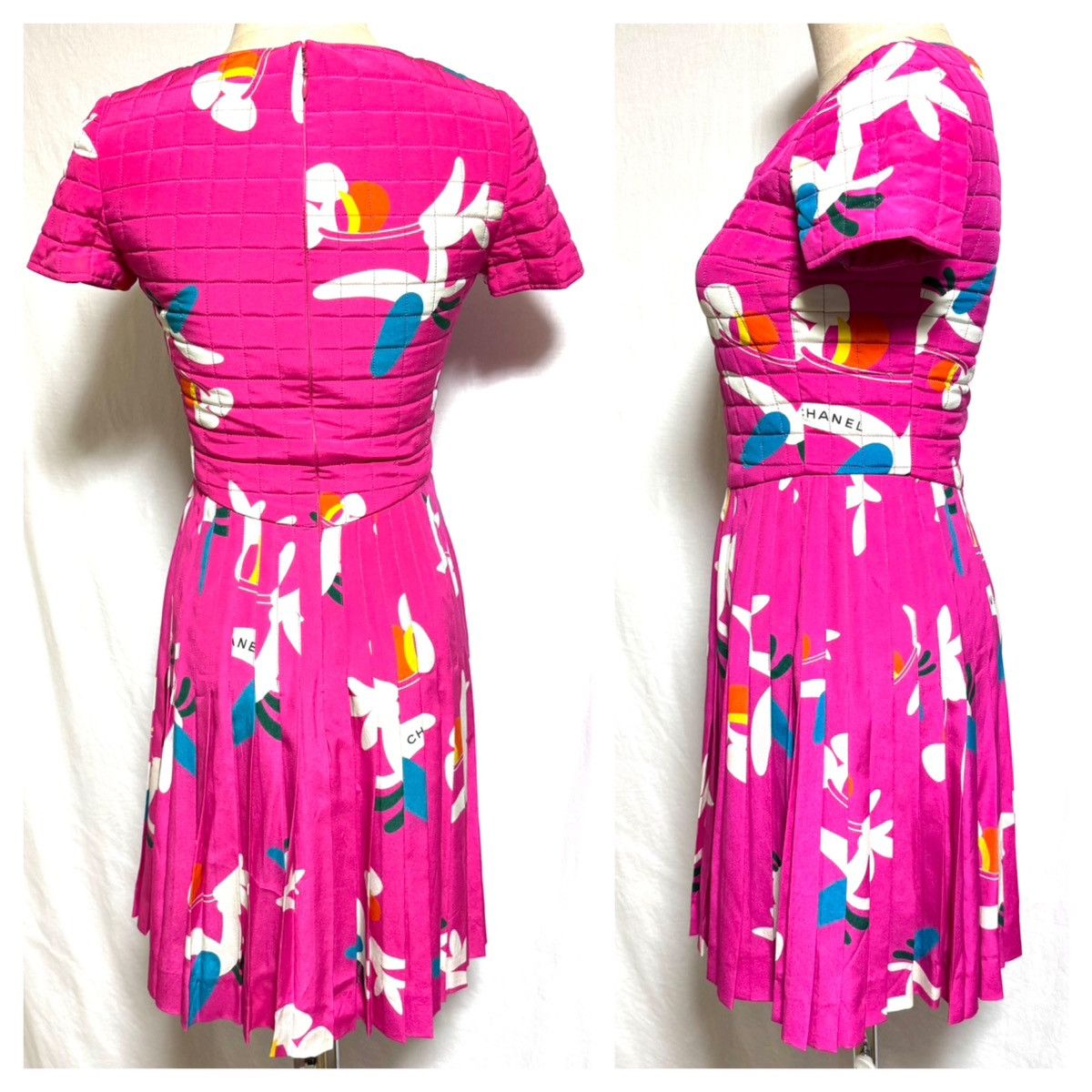 Chanel runway Chanel quilted short sleeve floral dress, pink Size XS / US 0-2 / IT 36-38 - 13 Thumbnail