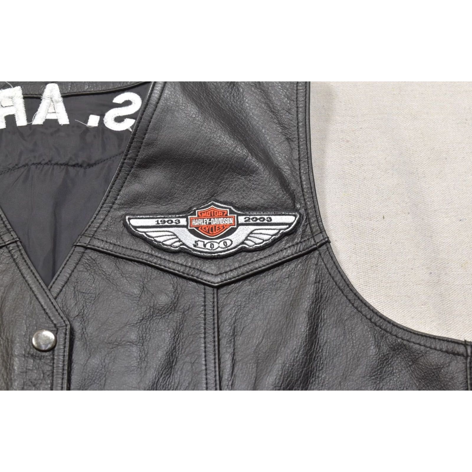 Harley Davidson VINTAGE Harley-Davidson Women Leather Vest L Black U.S. Army Wife 100th Anniversary Logo Biker Casual Spring Summer Fall Mens Womens Girls Boys Size L / US 10 / IT 46 - 4 Thumbnail