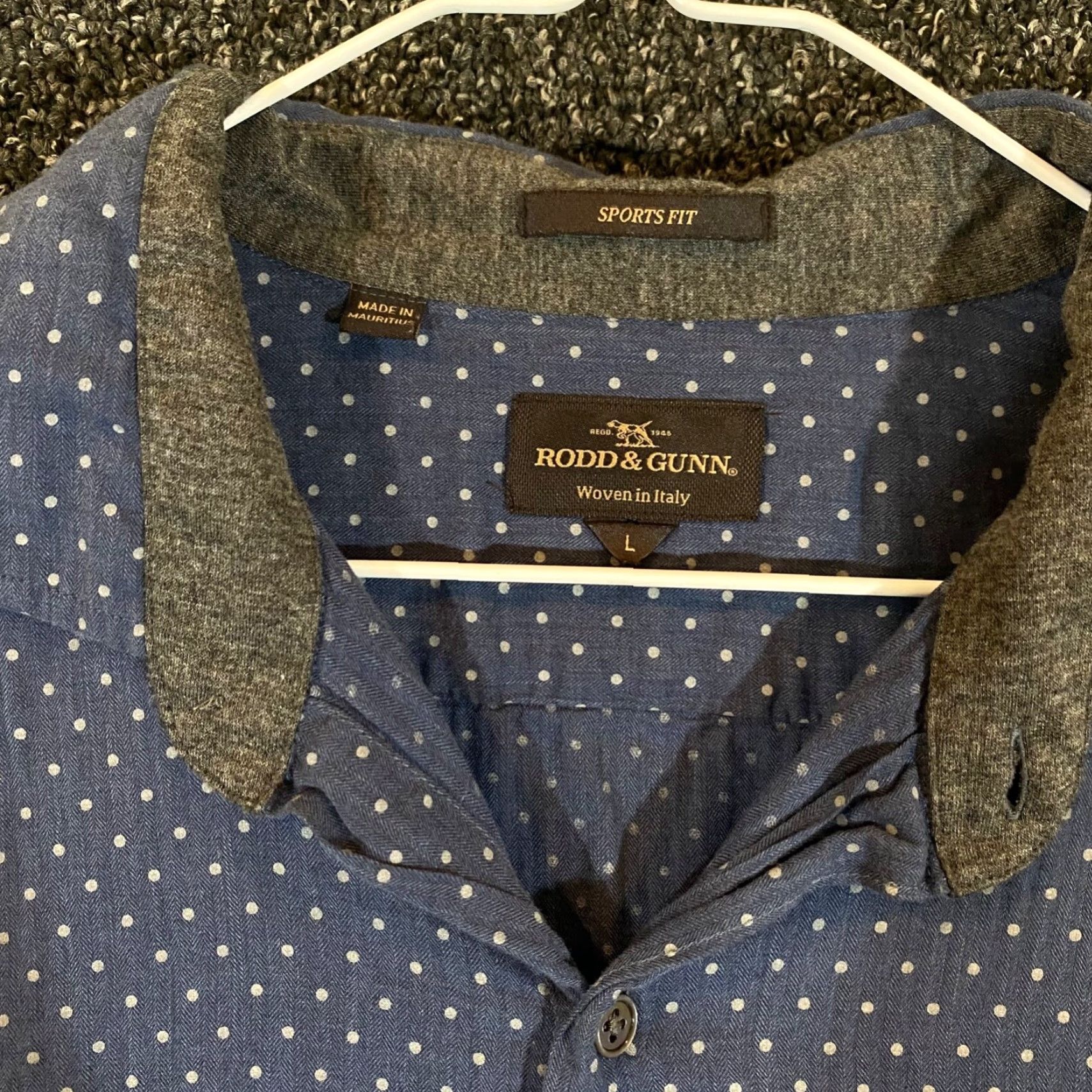 Rodd & Gunn Rodd & Gunn Shirt Mens Large Blue Polka Dot Button Up Outdoors L/S Italy Woven Size US L / EU 52-54 / 3 - 2 Thumbnail