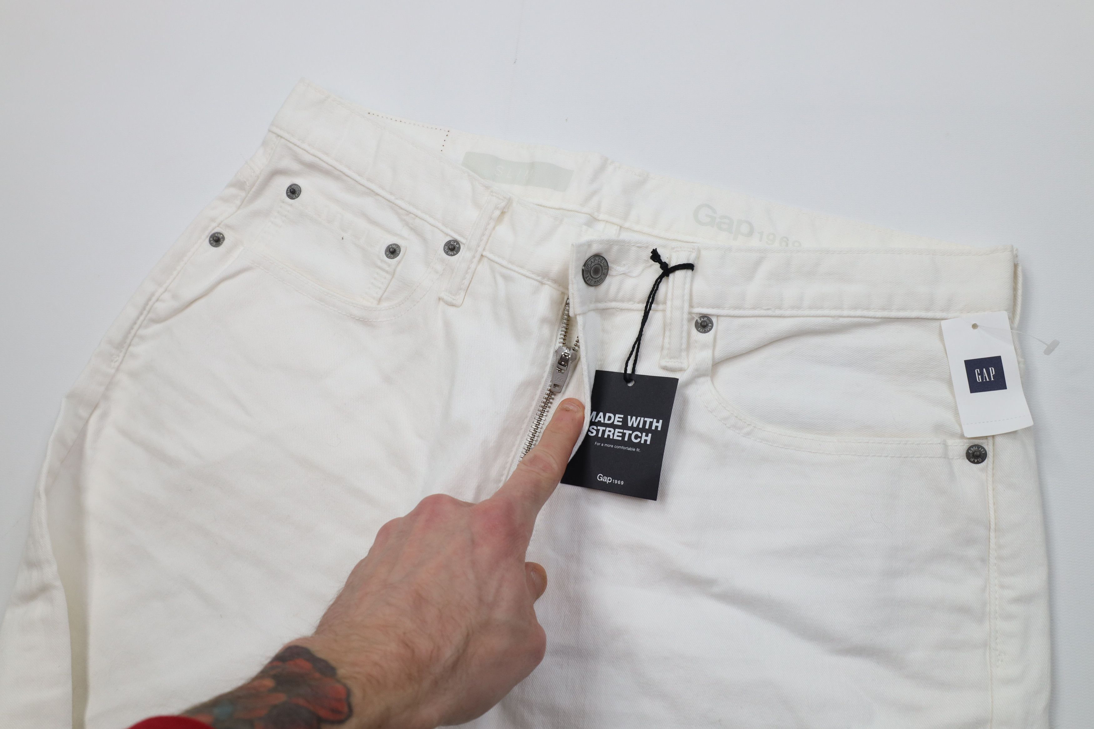 Gap Deadstock Vintage Y2K Gap Straight Leg Denim Jeans White Size US 33 - 7 Thumbnail