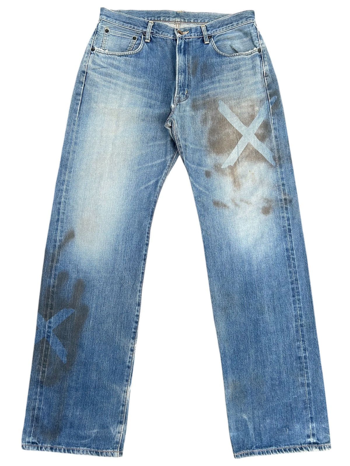 Kapital Thrashed Vintage Edwin 505 Selvedge Dirty Denim Jeans Size US 35 - 1 Thumbnail