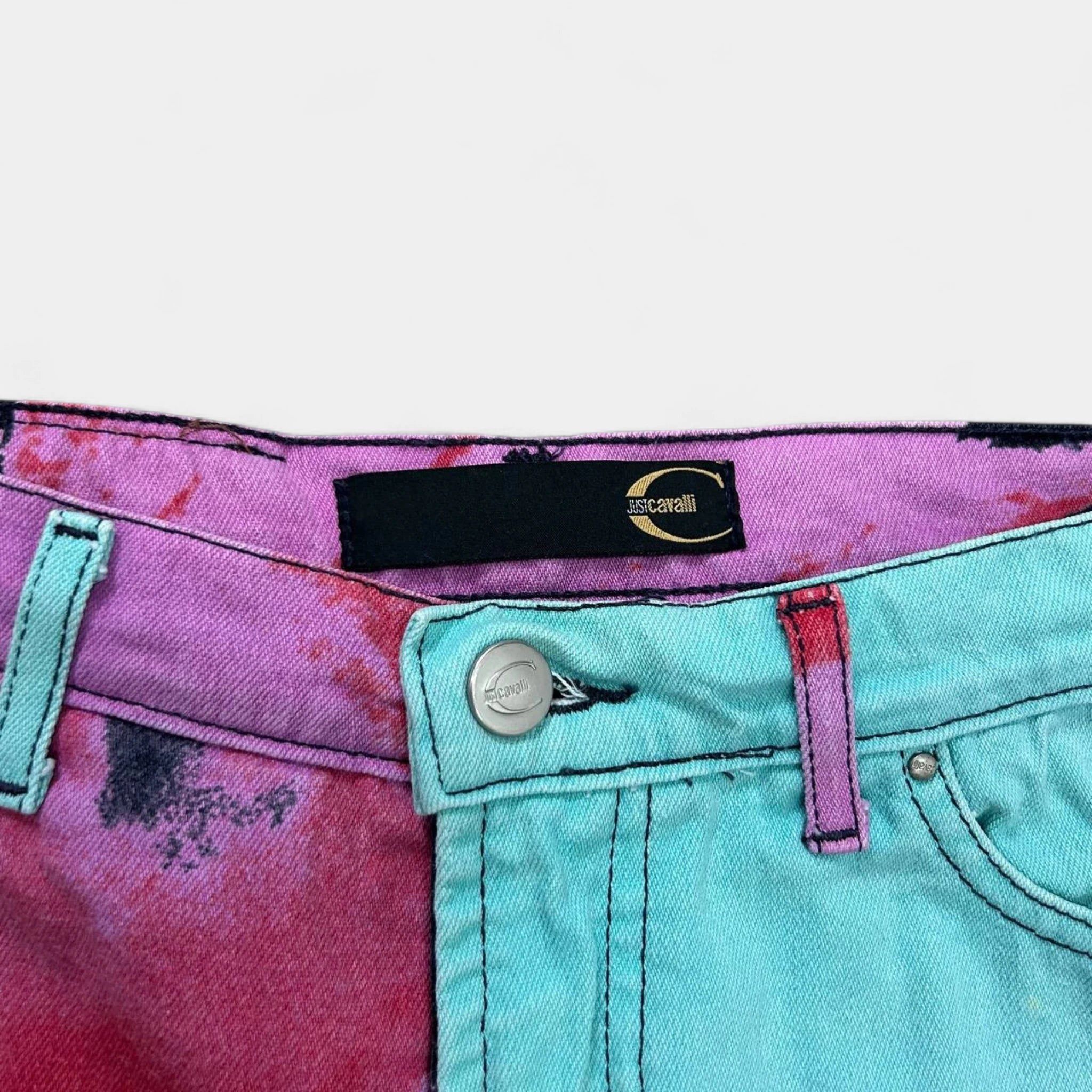 Just Cavalli Just Cavalli 2000s Floral Multicolor Flared Denim Pants Size US 28 / EU 44 - 4 Thumbnail