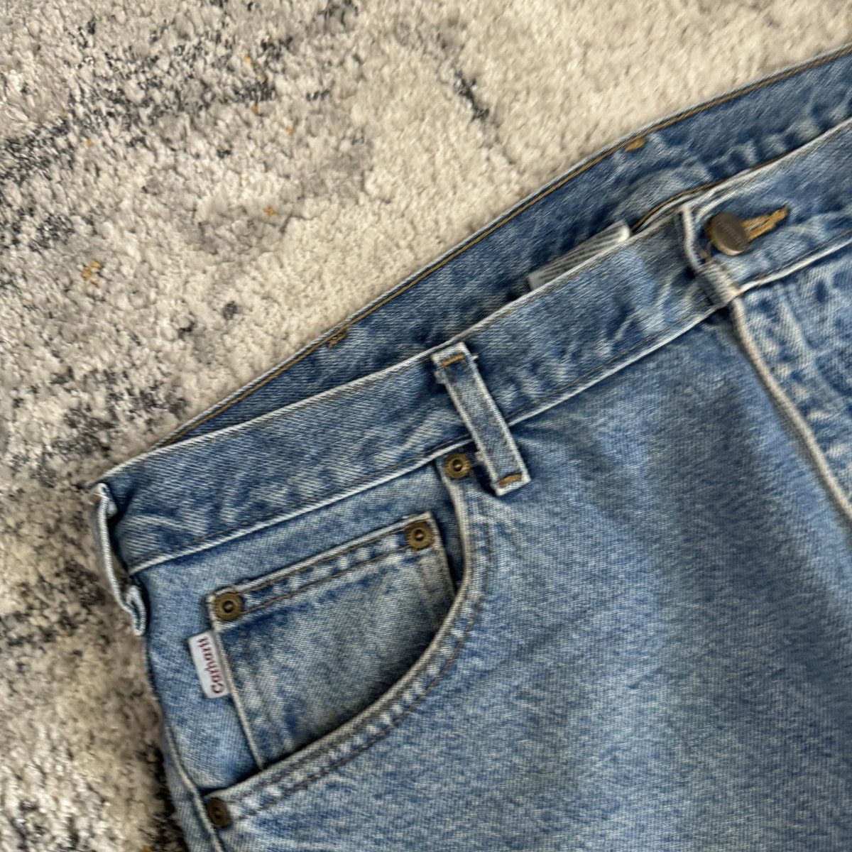 Carhartt × Vintage Vintage 90s Carhartt light wash wide leg workwear jeans Size US 36 / EU 52 - 5 Thumbnail