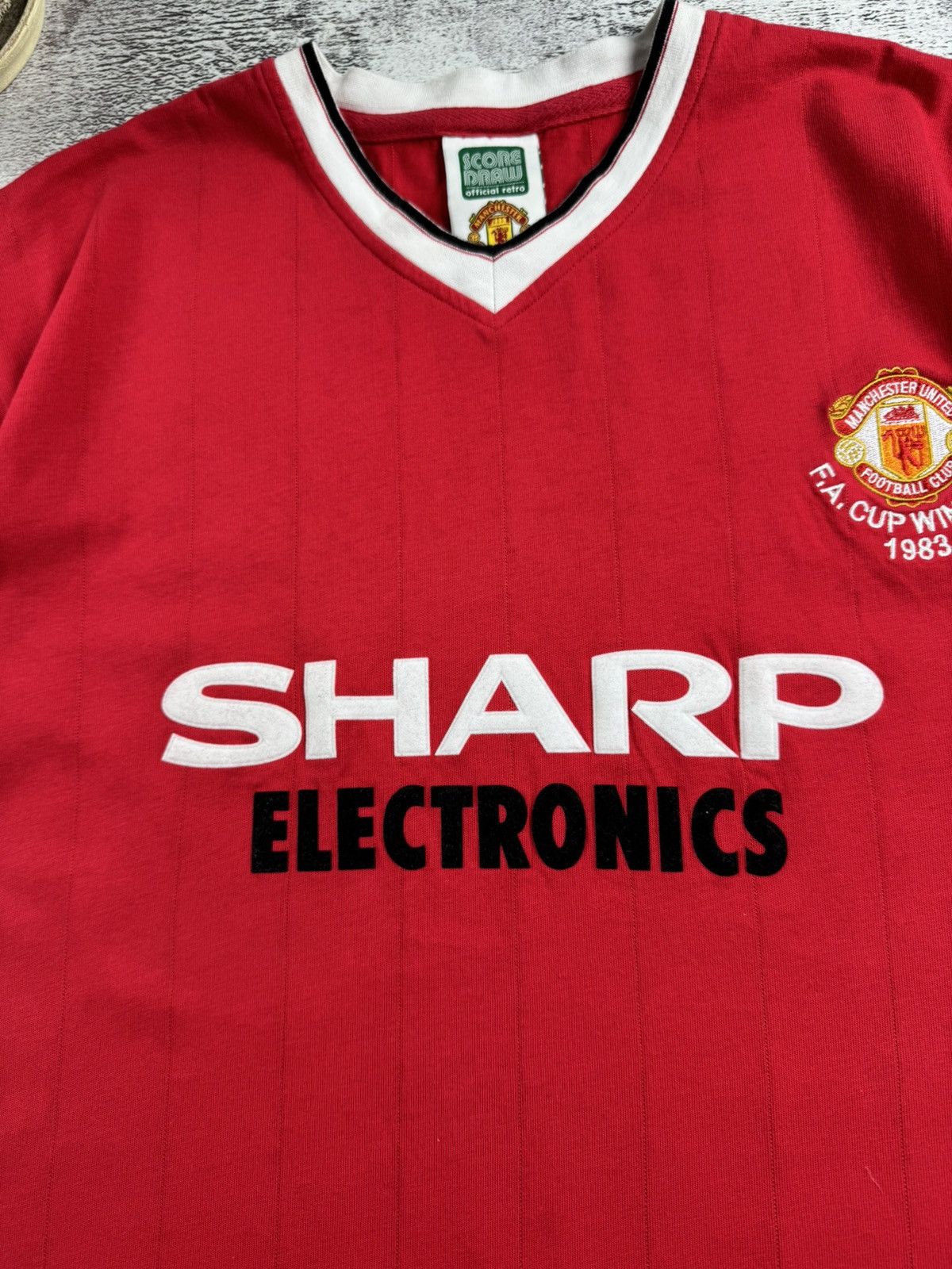 Vintage 80S Manchester United 1983 Cup Winners Score Draw T Shirt Size US S / EU 44-46 / 1 - 7 Thumbnail