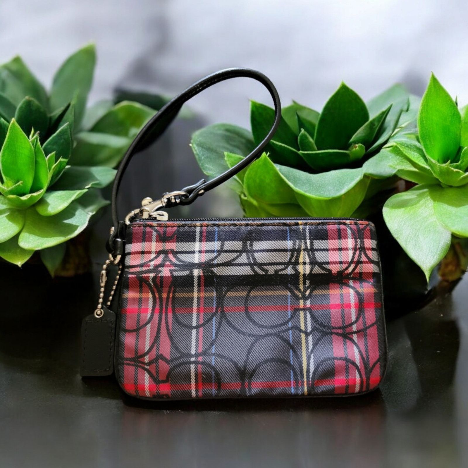 Coach COACH POPPY Wristlet Plaid, Glitter Tartan Signature Coach Size ONE SIZE - 2 Thumbnail