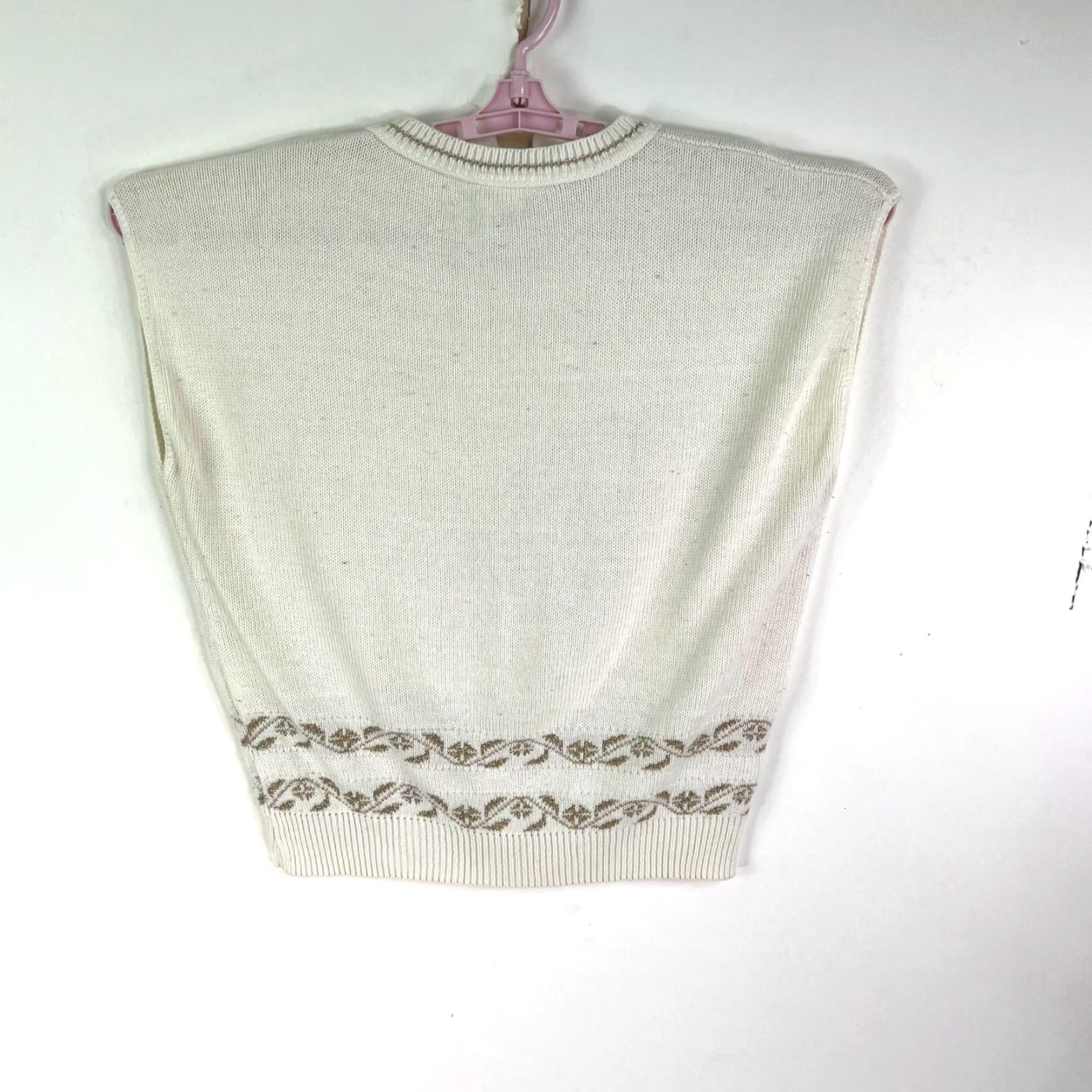 Vintage VINTAGE Sweater Bazar Metallic Argyle Crew Neck Sweater Vest Womens Size L Ivory USA Size L / US 10 / IT 46 - 7 Thumbnail
