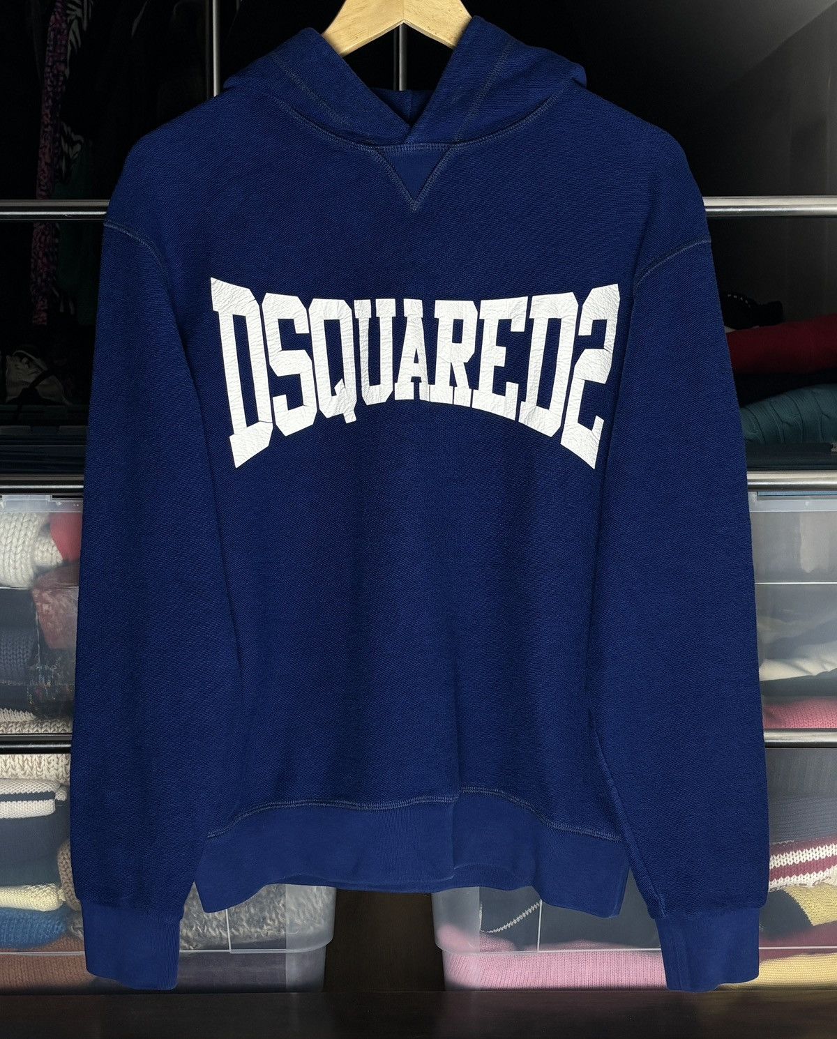 Dsquared2 Dsquared2 Blue Big Logo Towel Hoodie Sweatshirt Size US S / EU 44-46 / 1 - 1 Thumbnail