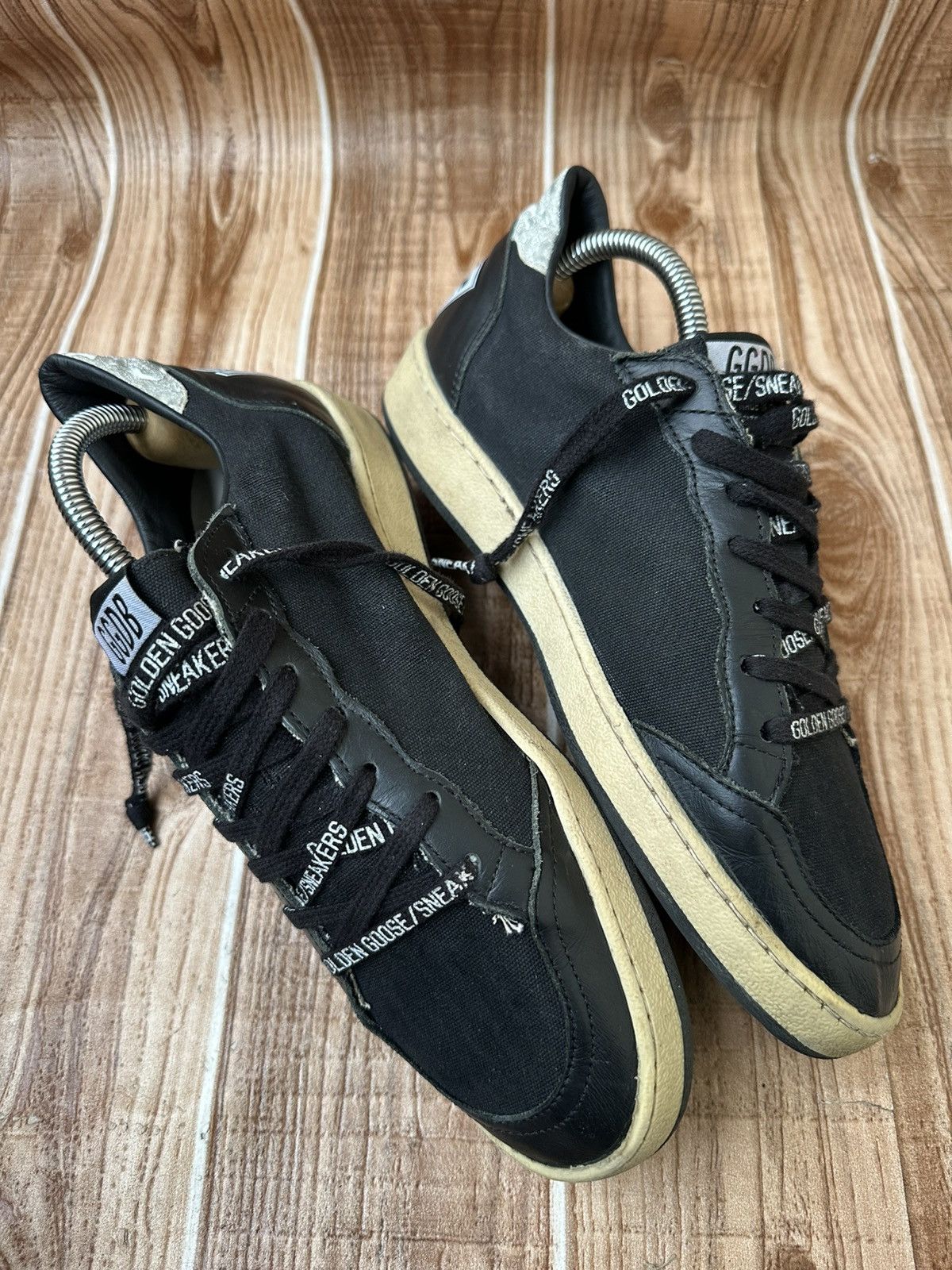 Golden Goose Golden Goose Ballstar Black Leather & Canvas Low Tops Size US 6 / EU 39 - 7 Thumbnail