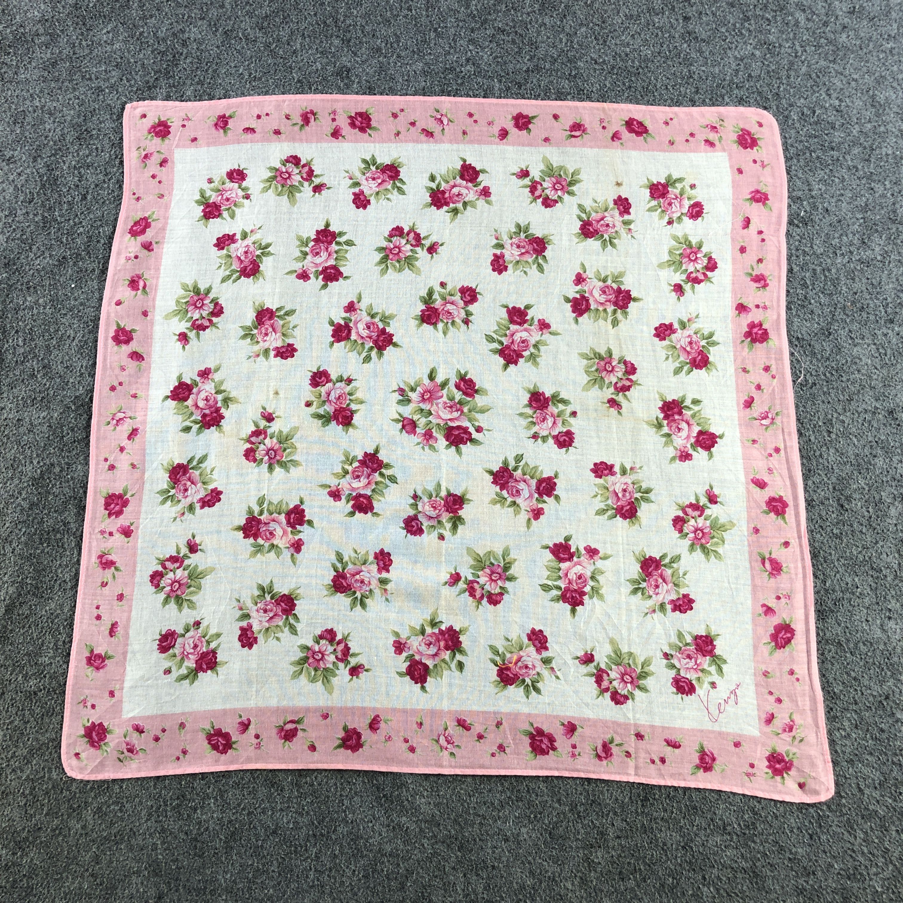 Kenzo × Vintage Kenzo Floral Handkerchief Neckerchief Bandana H2476 Size ONE SIZE - 1 Thumbnail