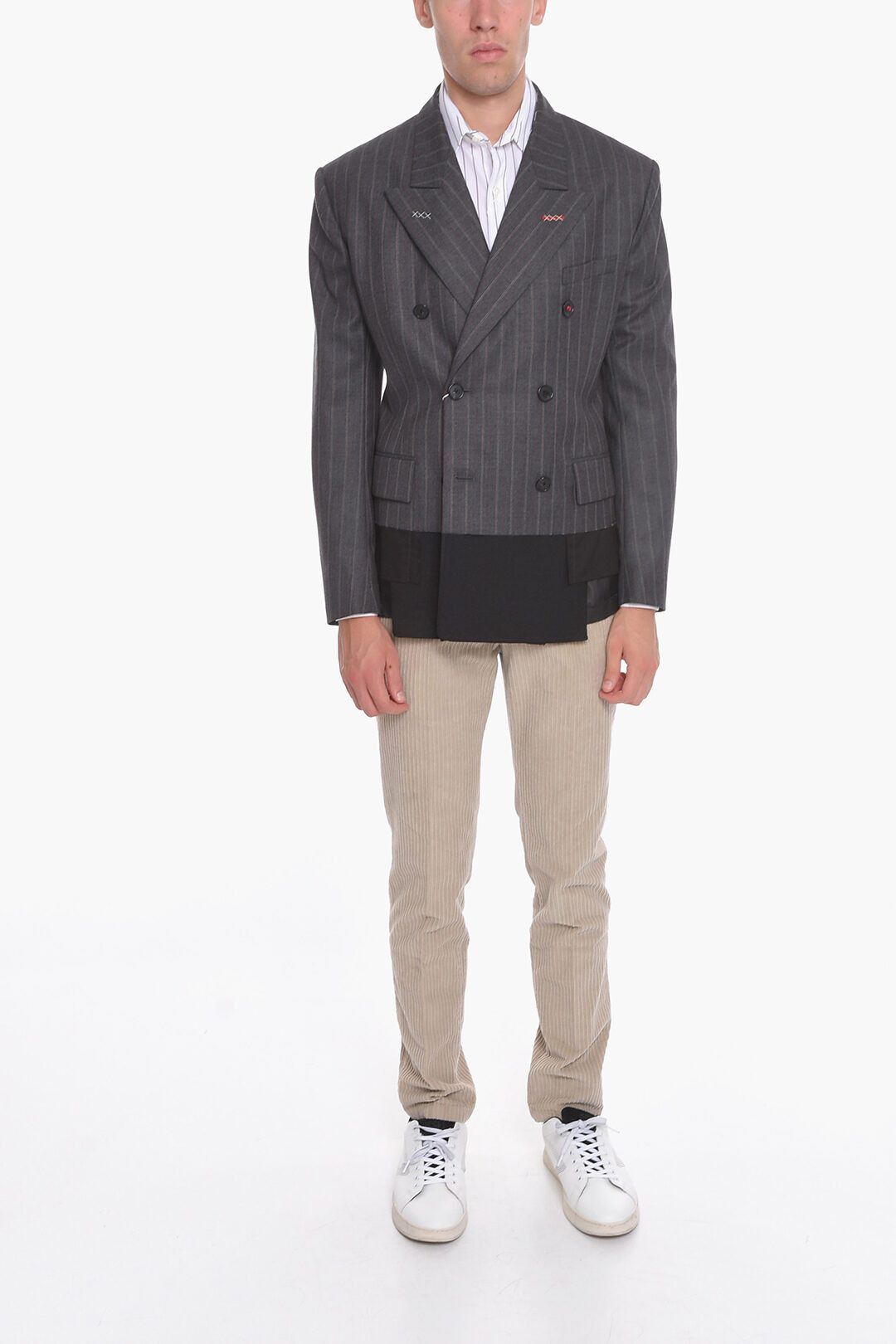 Maison Margiela og1mm0625 Unisex Wool Double-breasted Blazer in Grey Size US XXS / EU 40 - 5 Thumbnail